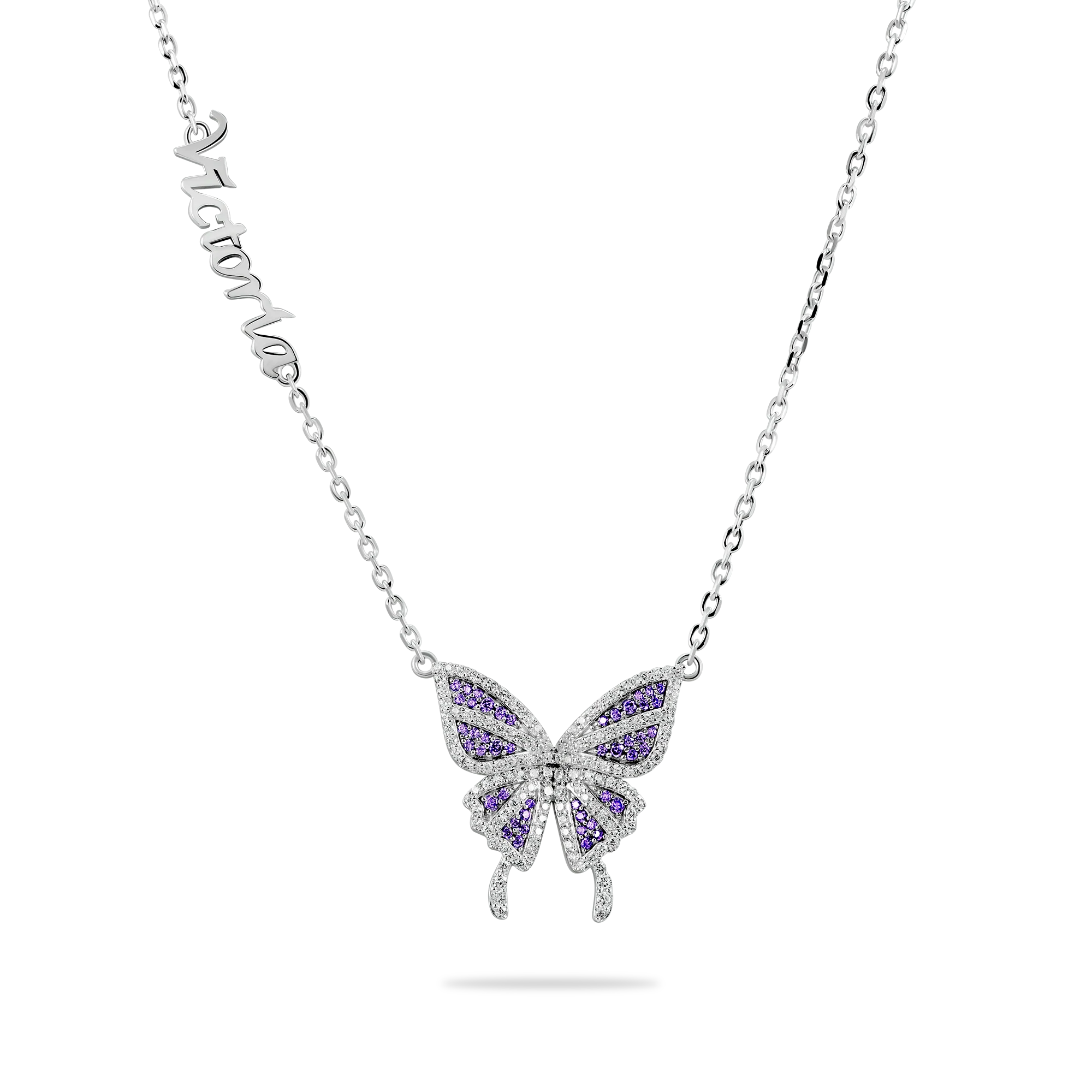 Custom Moissanite Purple Butterfly Necklace - Image 7