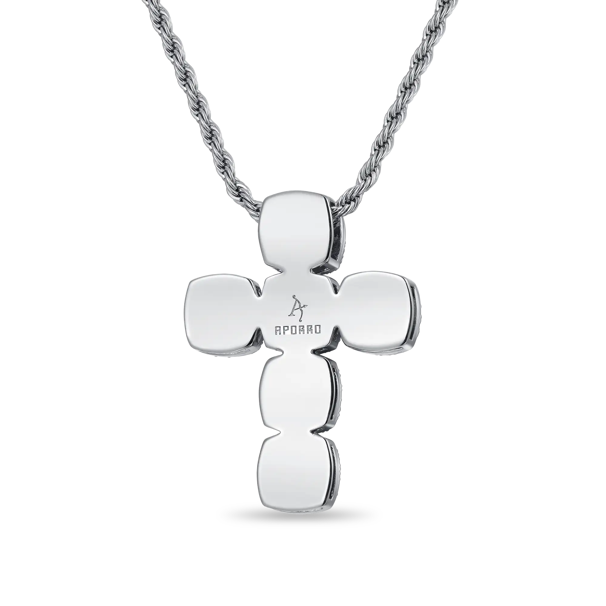 Radiant Cut Clustered Cross Pendant - Aquamarine - Image 7