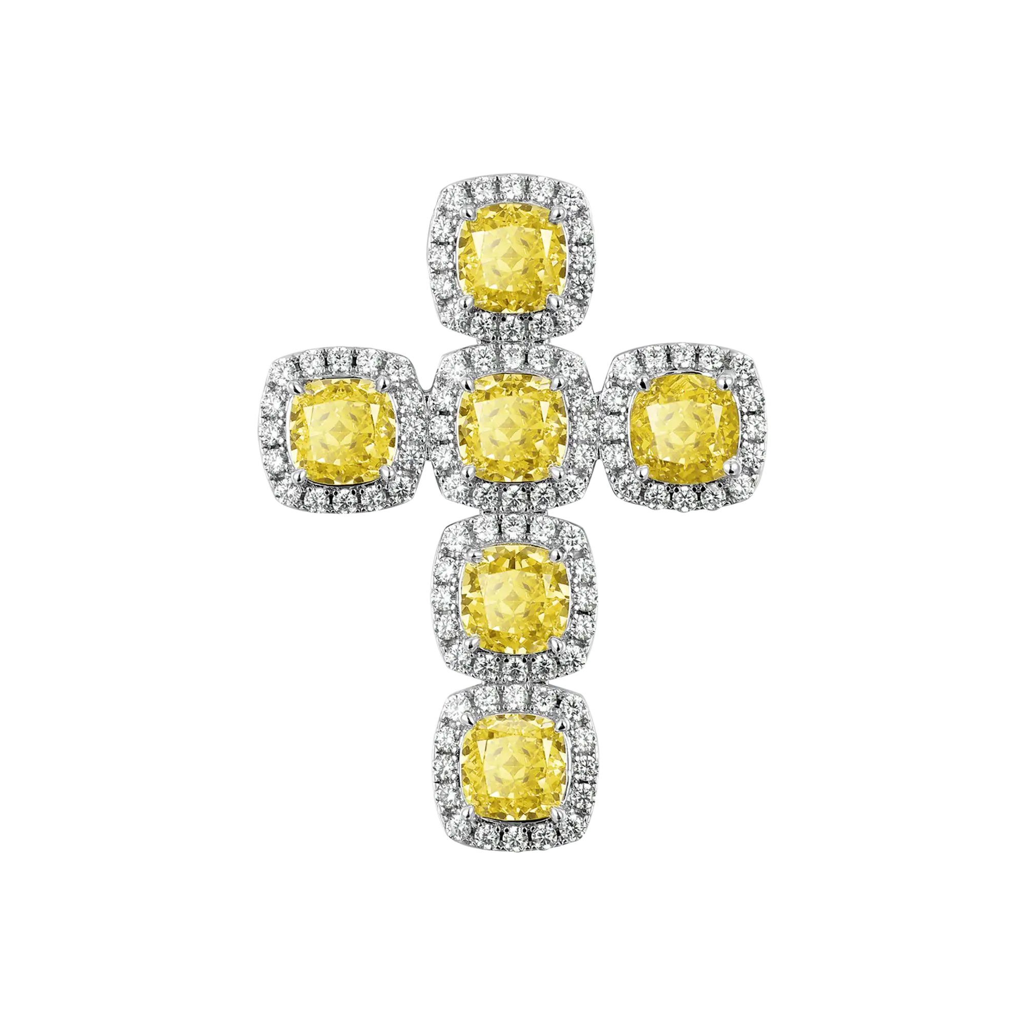 Radiant Cut Clustered Cross Pendant - Fancy Yellow - Image 3