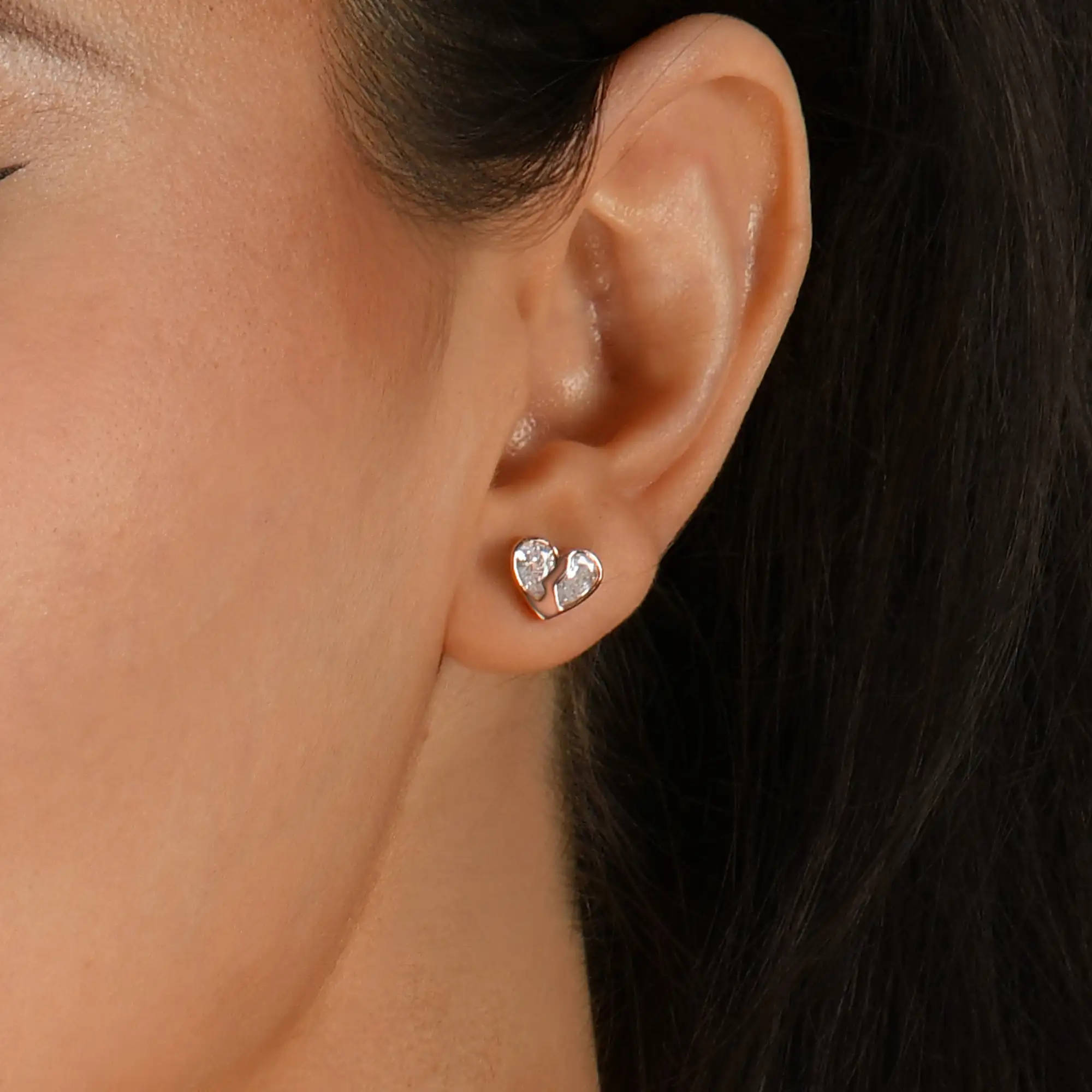 S925 Radiant Hearts Entwined Stud Earrings - Image 3