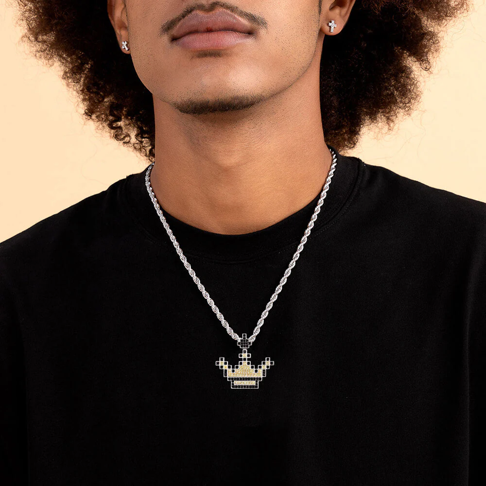 Retro Pixel Crown Pendant - Image 2