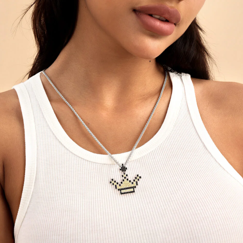Retro Pixel Crown Pendant - Image 3