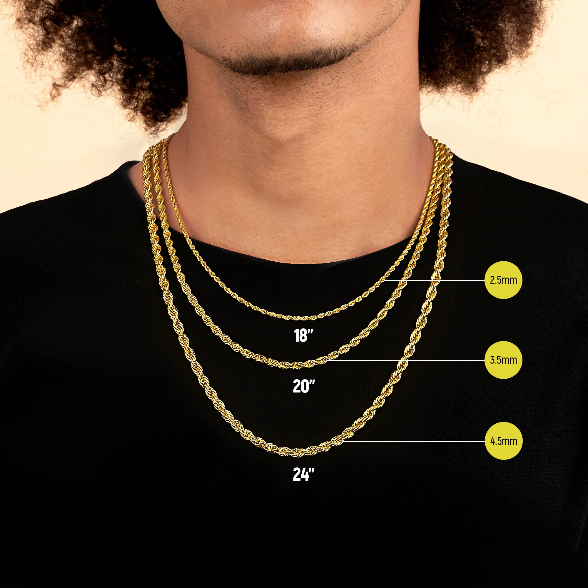 4.5mm Rope Chain - White Gold - Image 3
