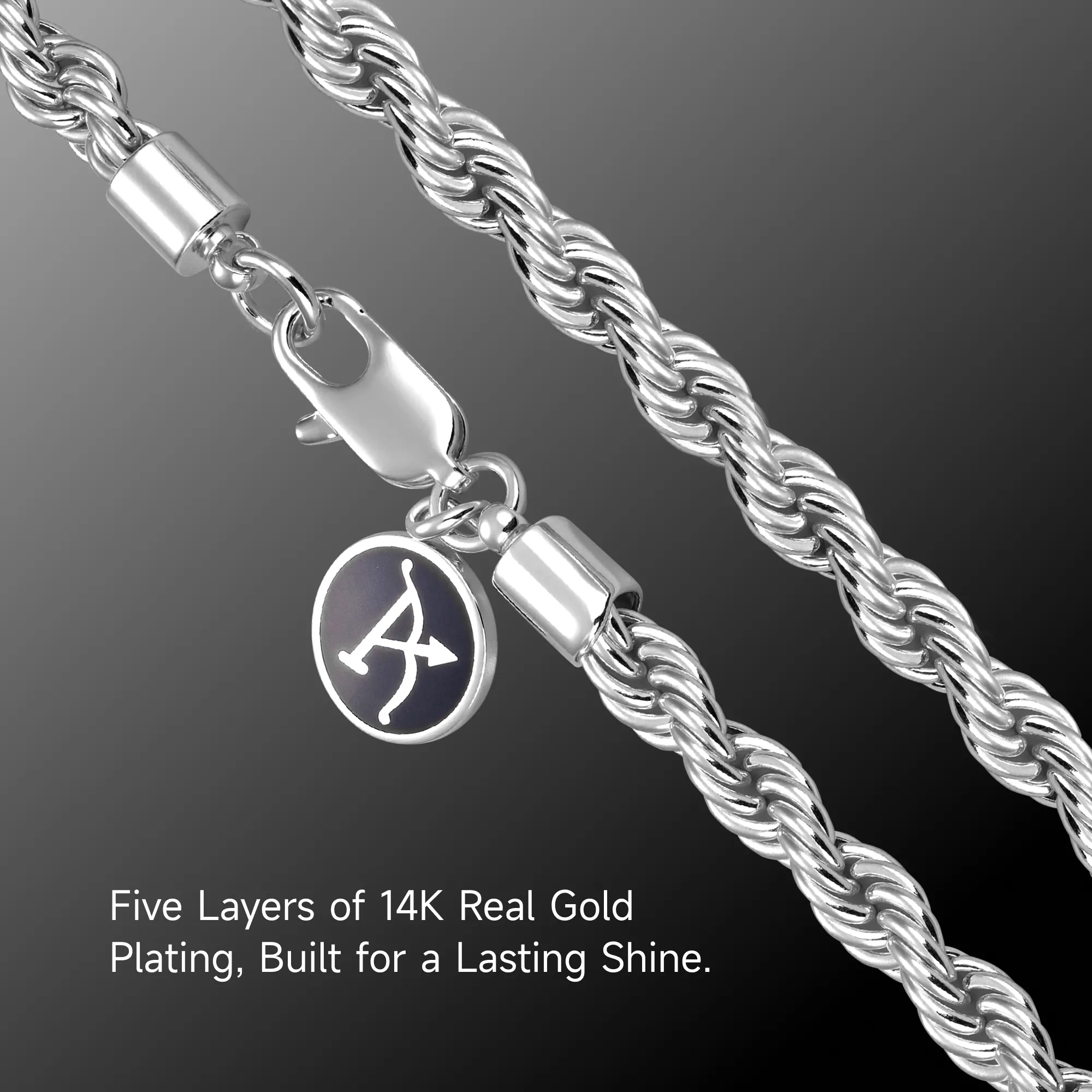 4.5mm Rope Chain - White Gold - Image 5
