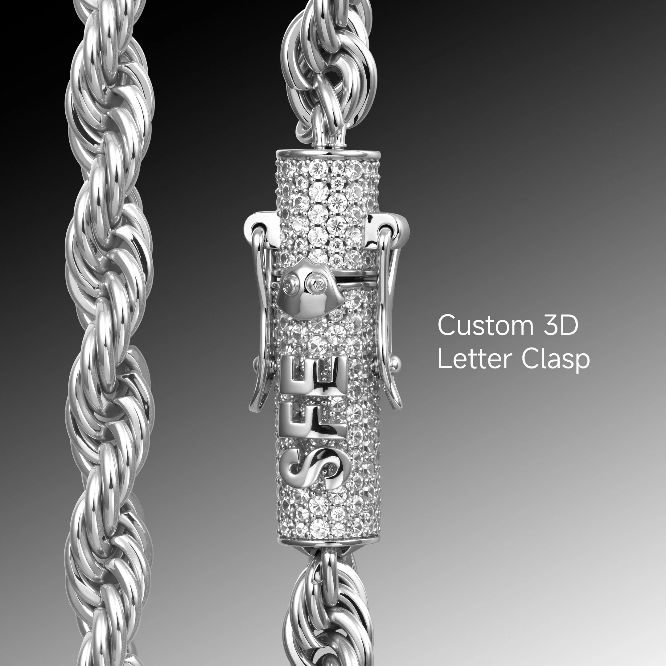 Rope Chain With Iced Clasp - 6mm - Image 12