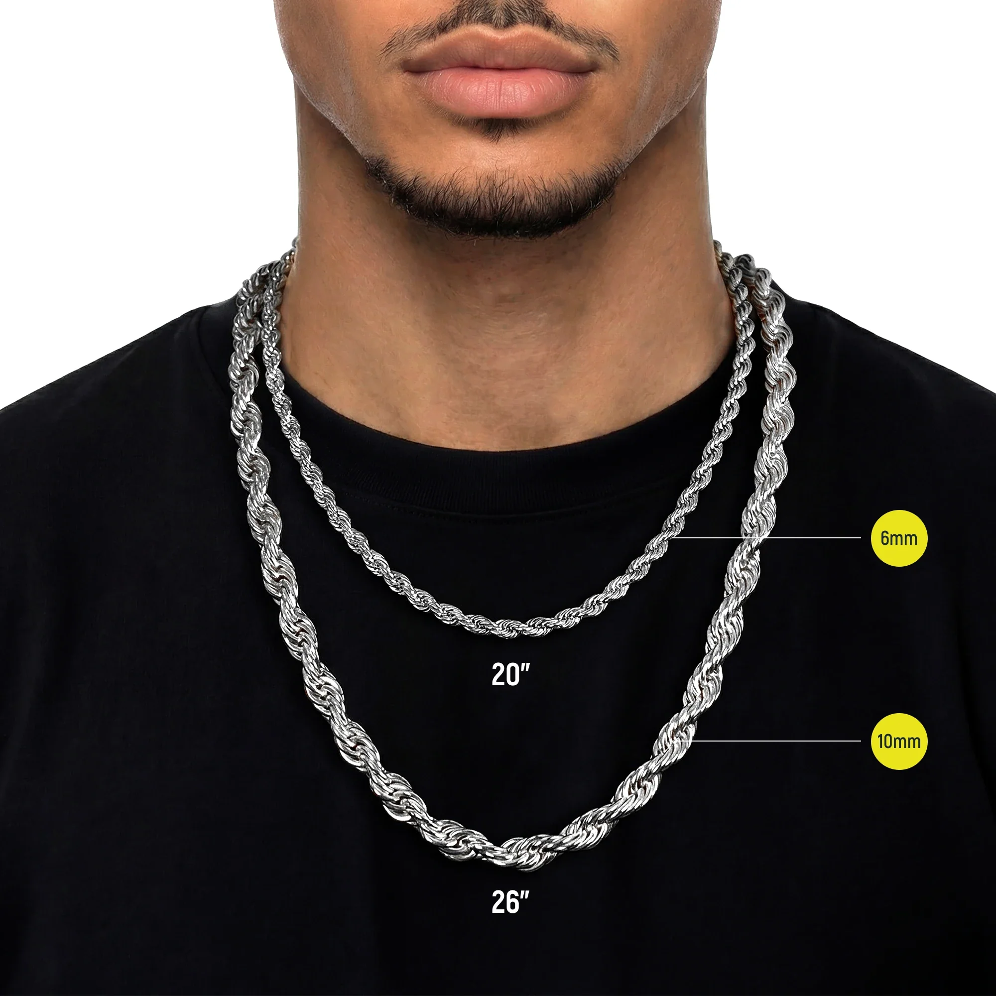 Rope Chain With Iced Clasp - 6mm - Image 14