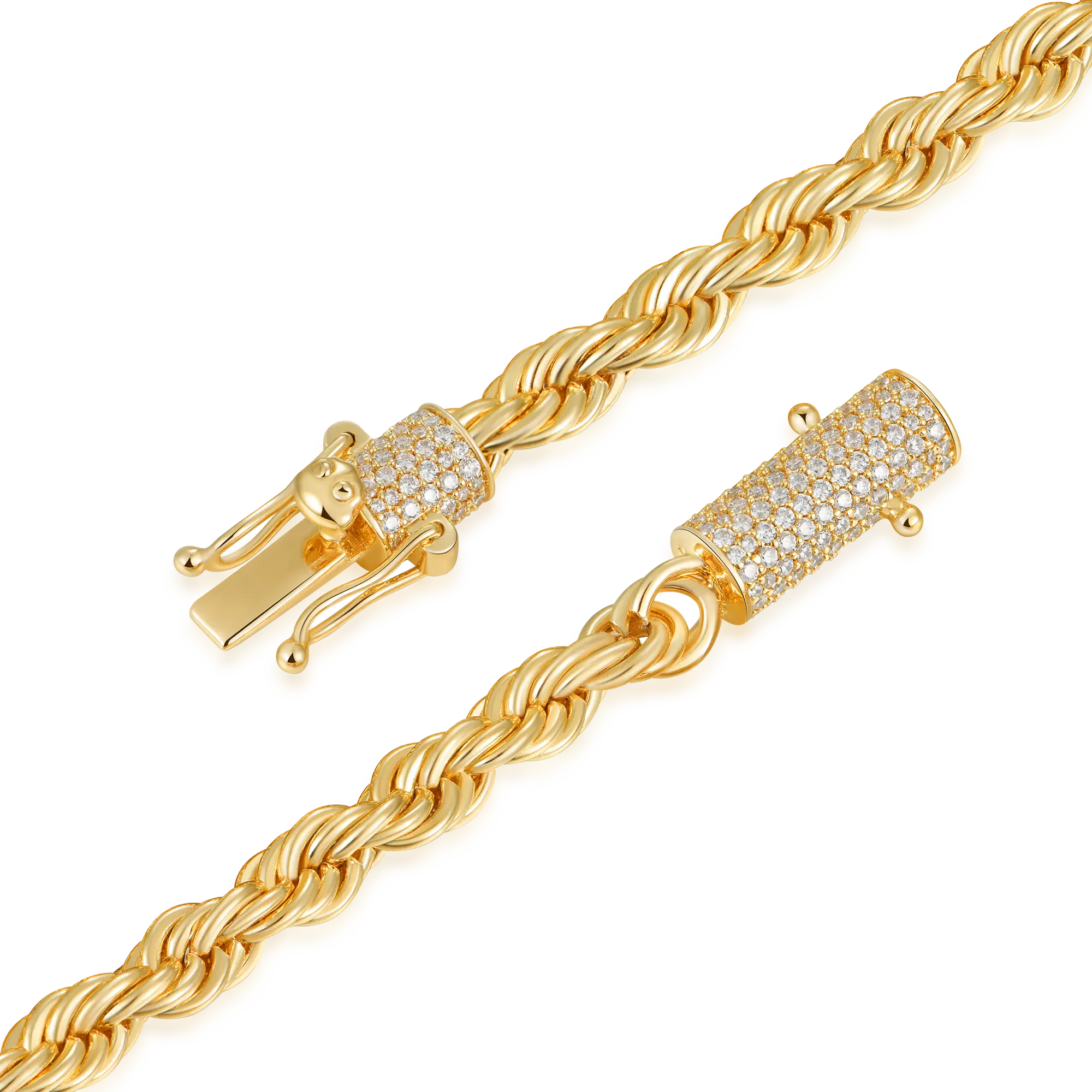 Rope Chain With Iced Clasp - 6mm - Image 8