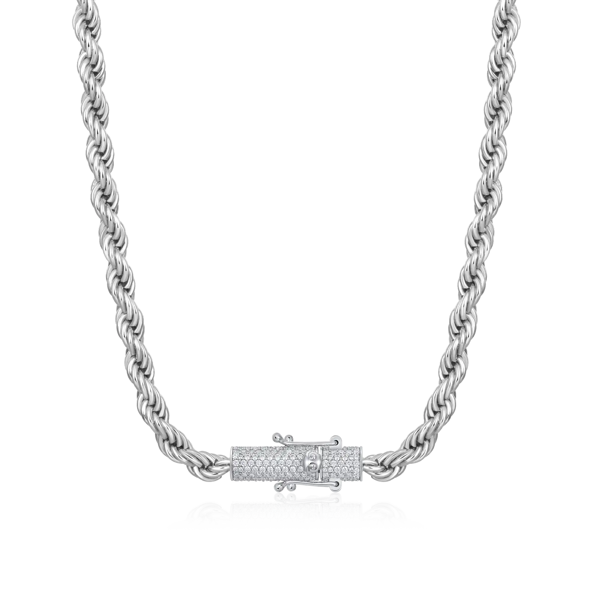 Rope Chain With Iced Clasp - 6mm - Image 9