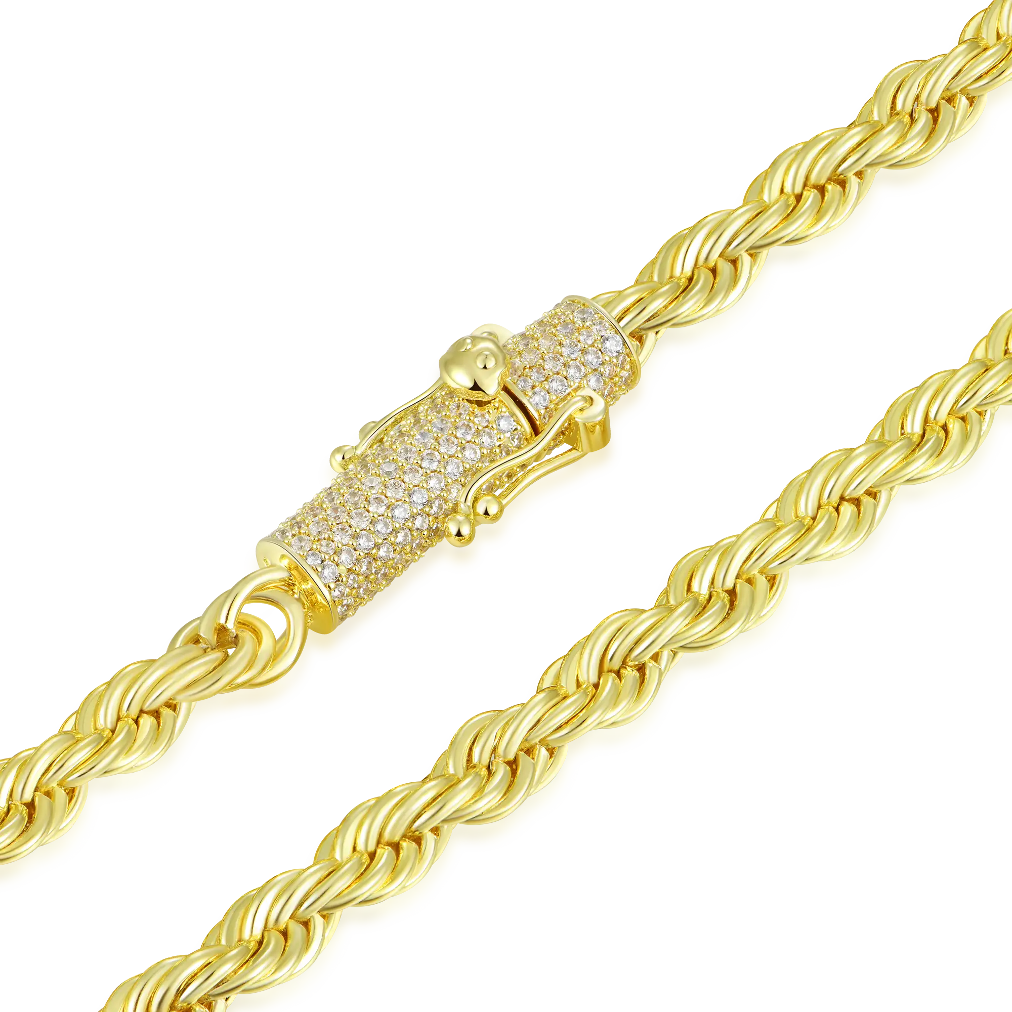 Rope Chain With Iced Clasp - 6mm - Image 4