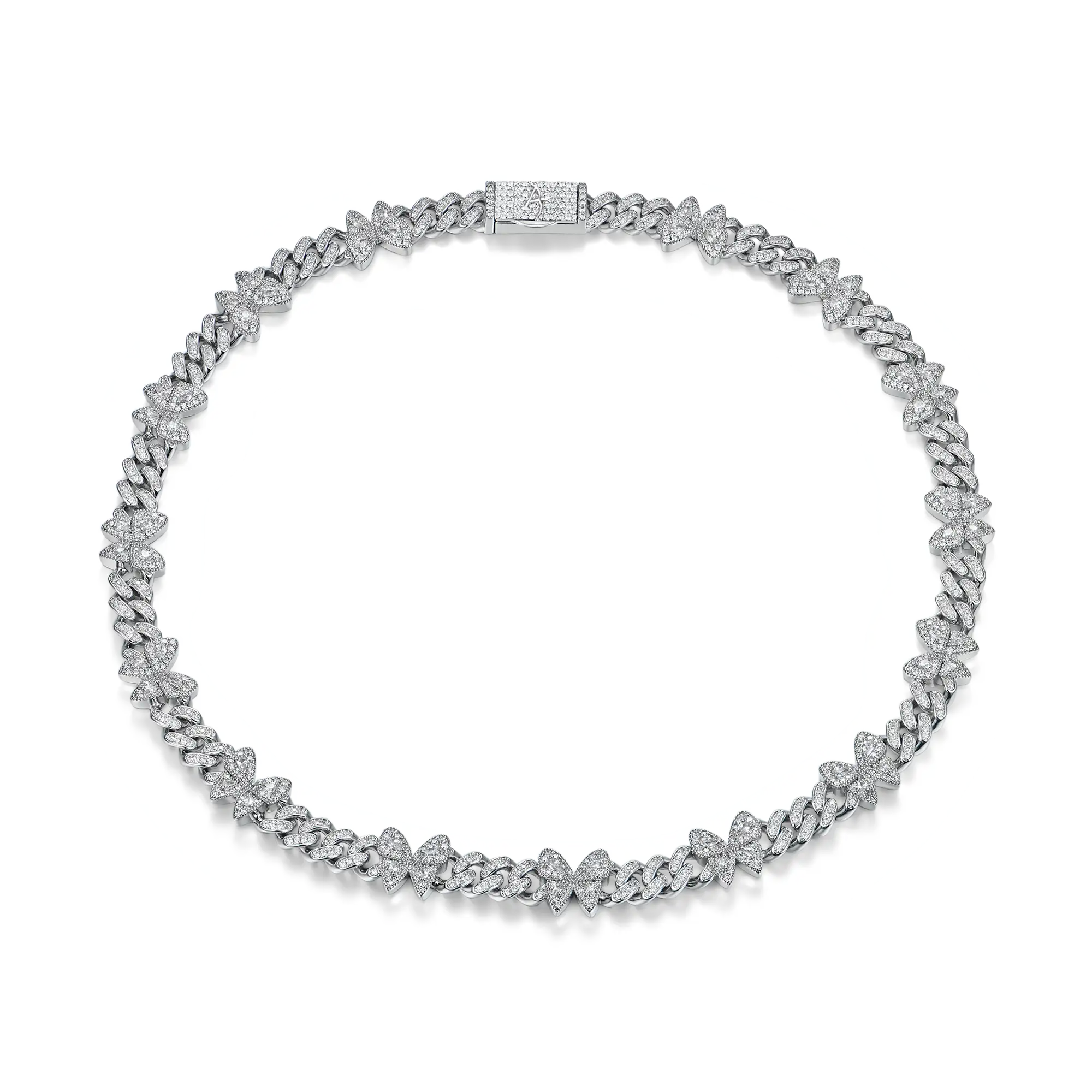 Vivid Round Cut Clustered Butterfly Cuban Necklace - 8mm - Image 3