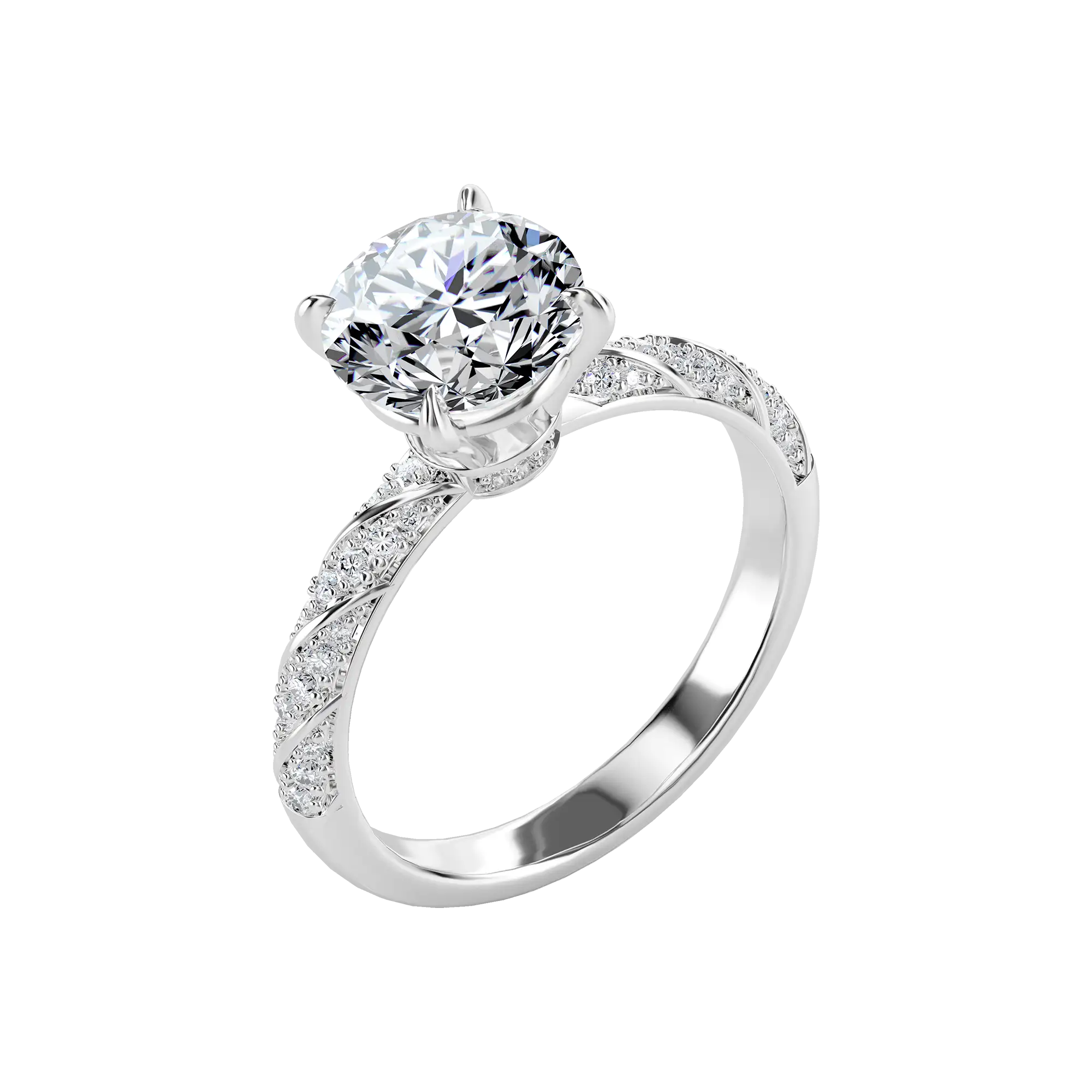 Round Cut Diamond Rope Engagement Ring Custom - Image 4