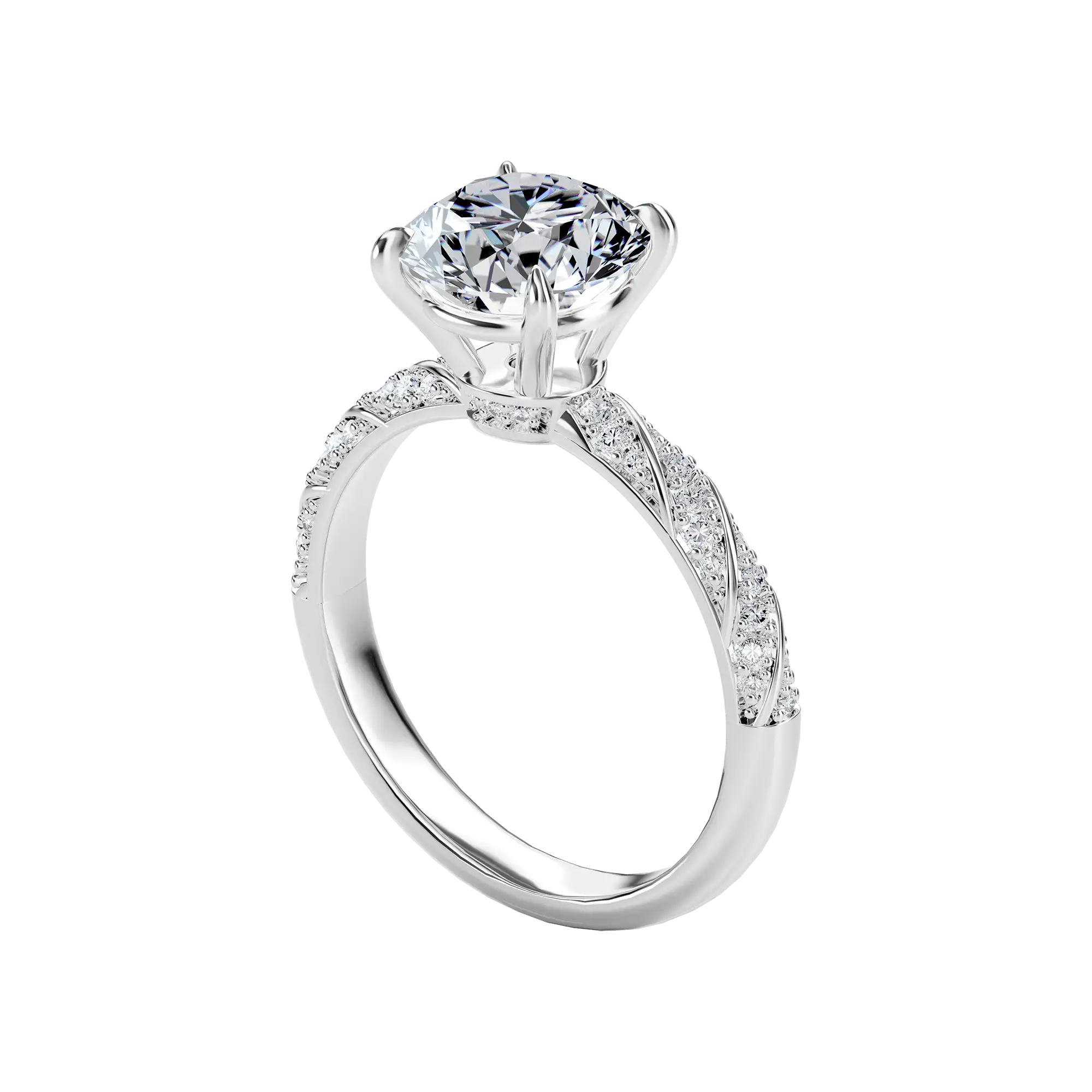 Round Cut Diamond Rope Engagement Ring Custom - Image 5