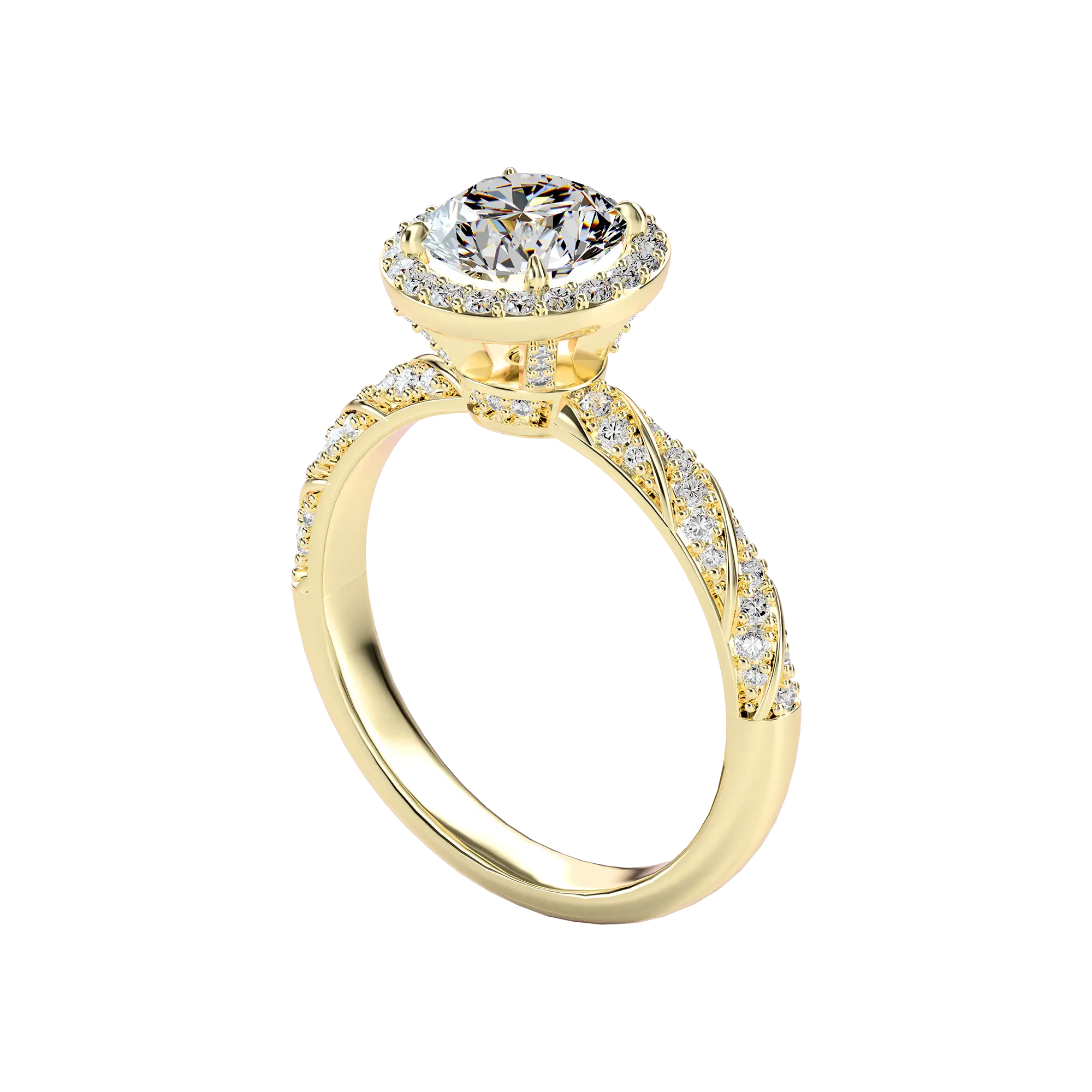 Round Cut Halo Diamond Rope Engagement Ring Custom - Image 2