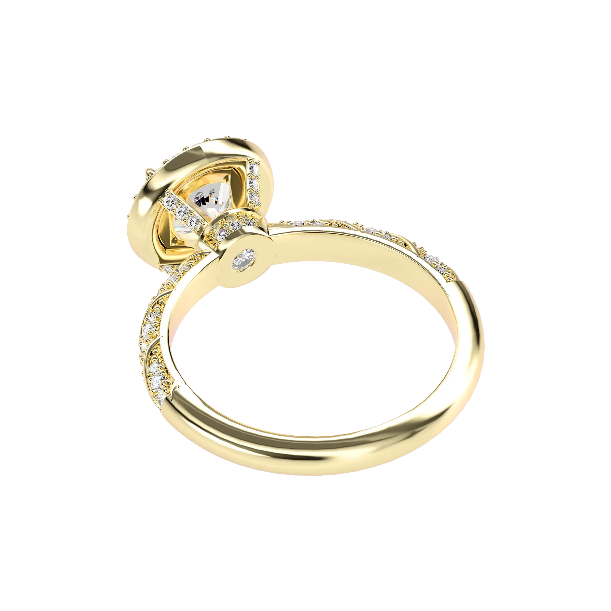Round Cut Halo Diamond Rope Engagement Ring Custom - Image 3