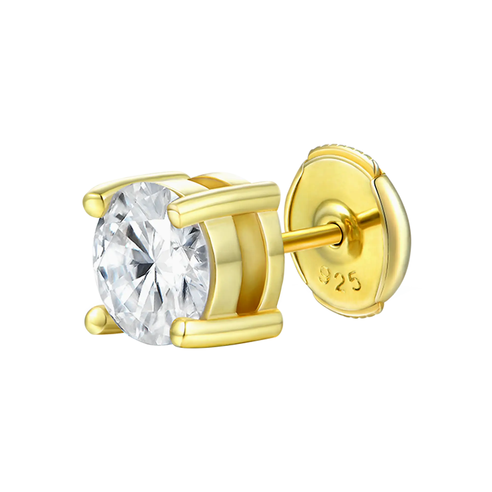 Moissanite S925 Round Cut Stud Earring - Image 12