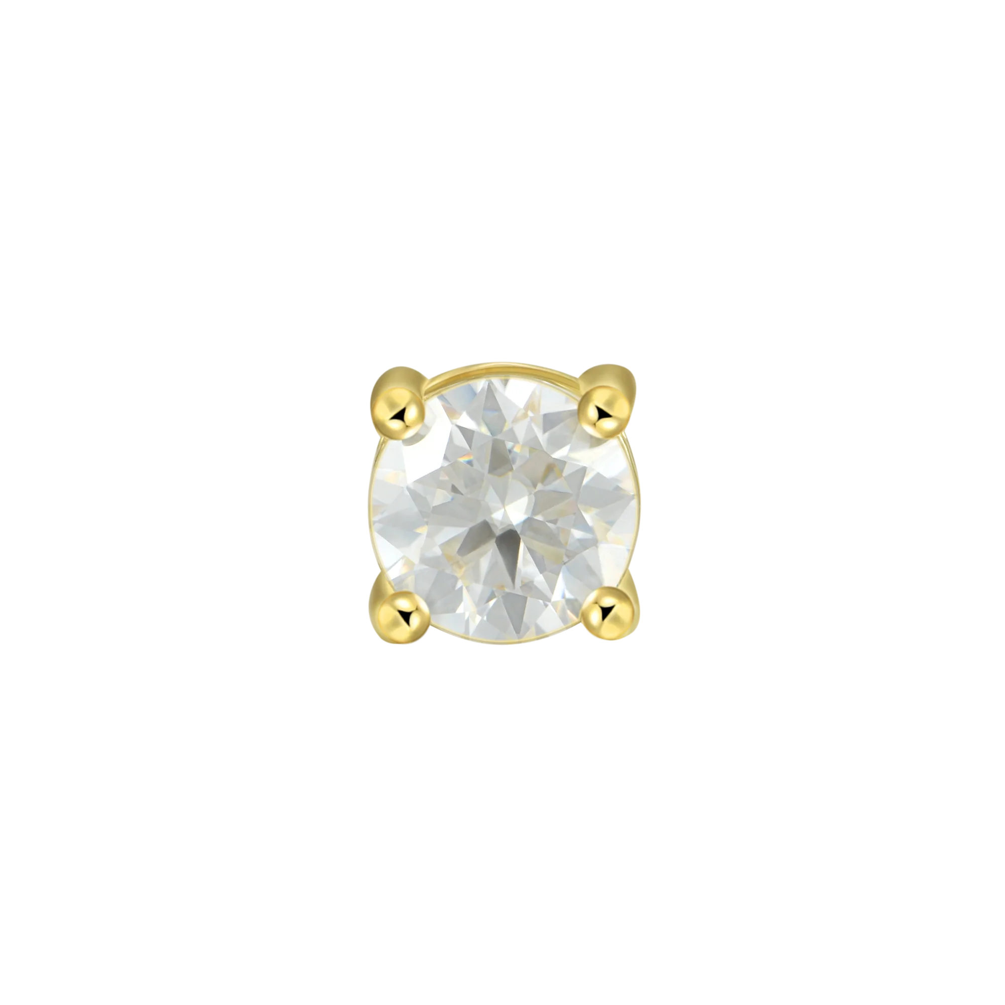 Single Moissanite Round Cut Stud Earring