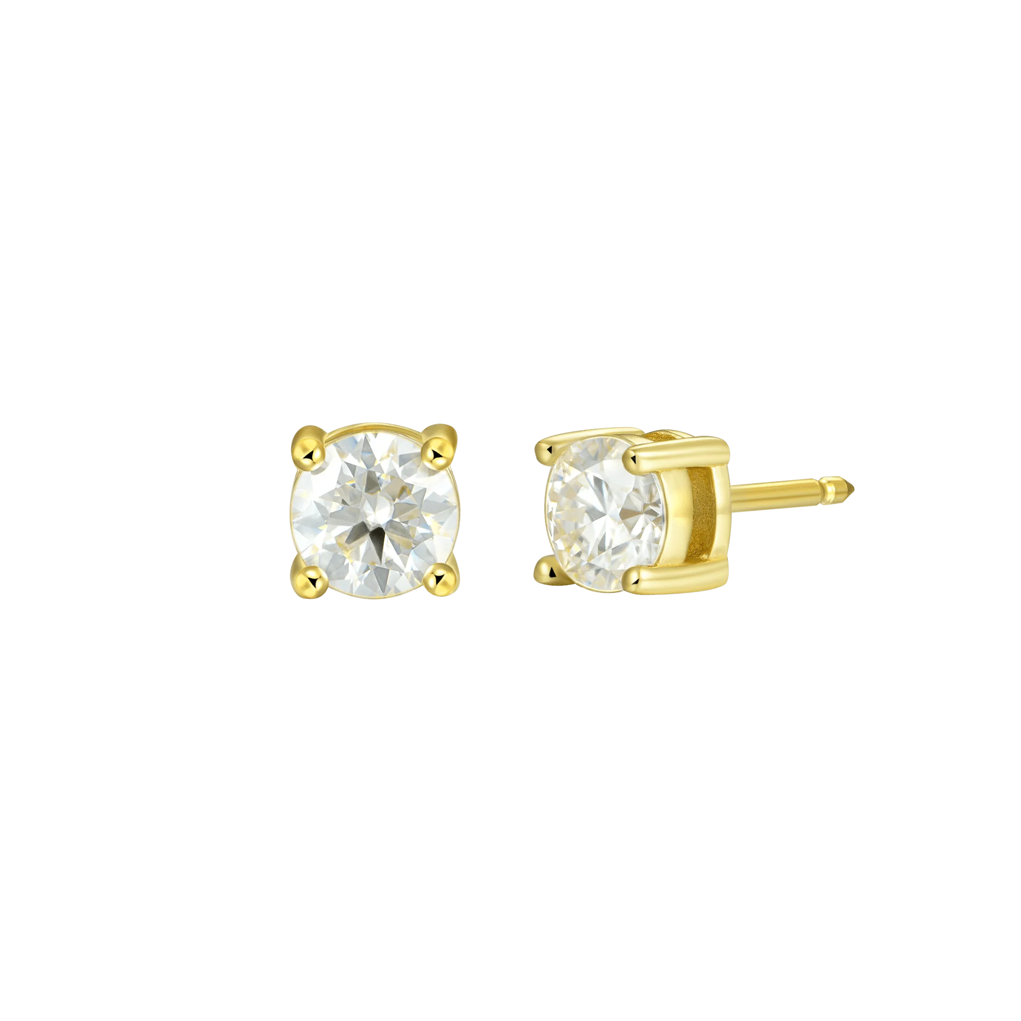 Single Moissanite Round Cut Stud Earring - Image 6
