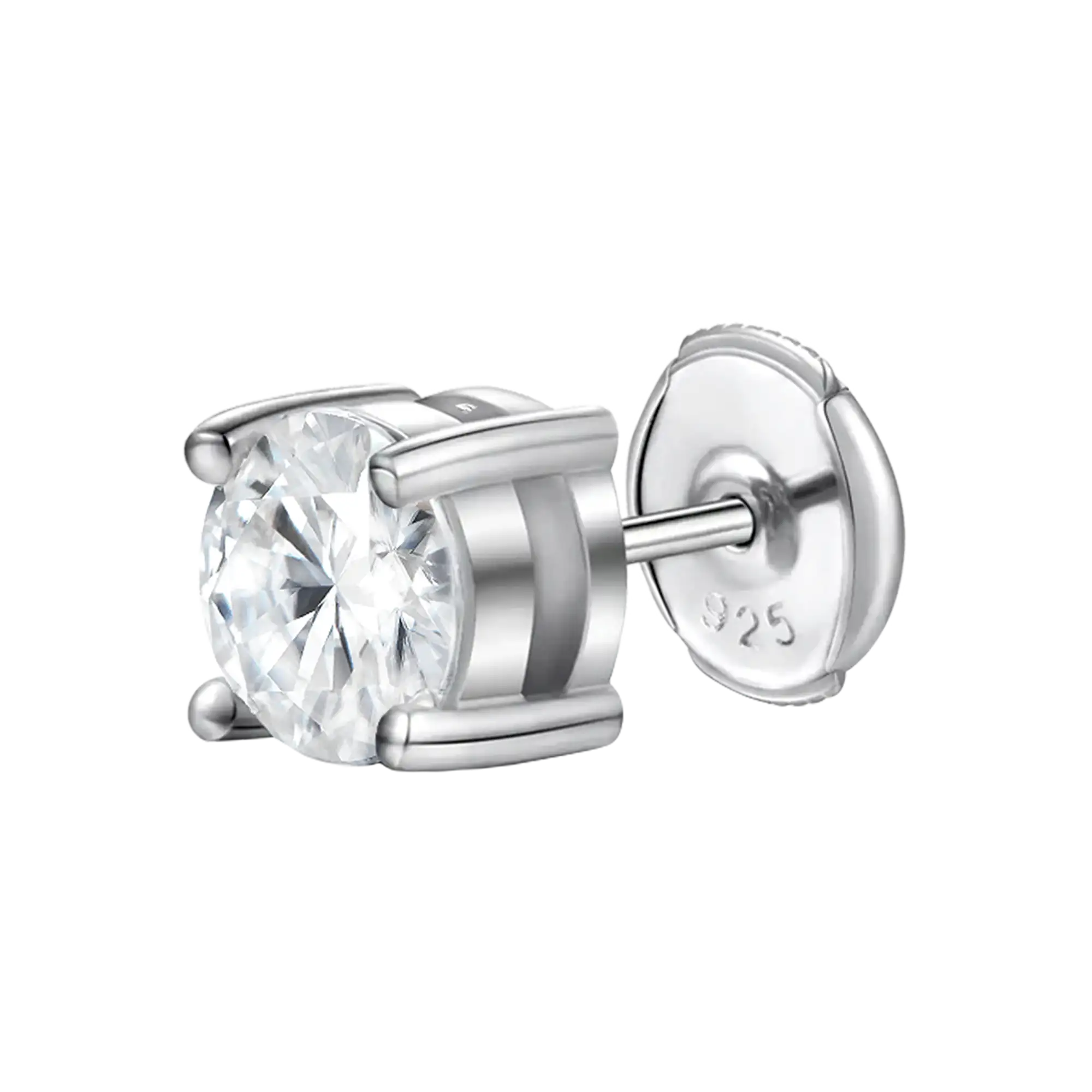 Round Cut Stud Earrings - White Gold - Image 4