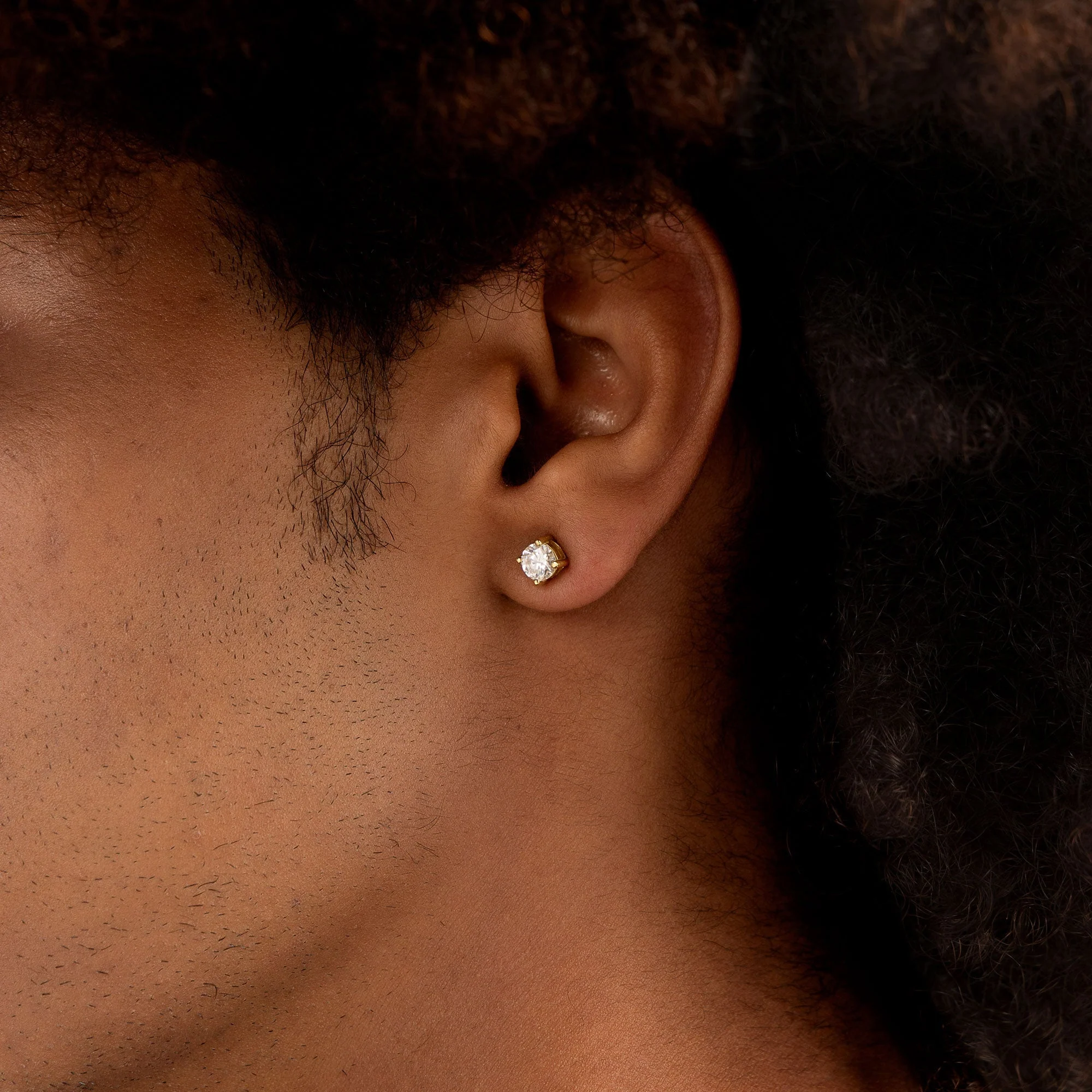 Single Moissanite Round Cut Stud Earring - Image 9
