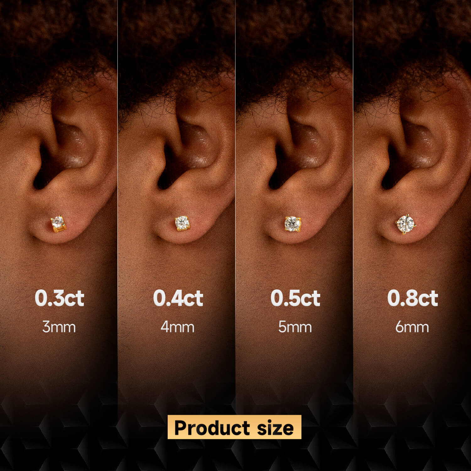 Round Cut Moissanite Stud Earring - Single - Image 4