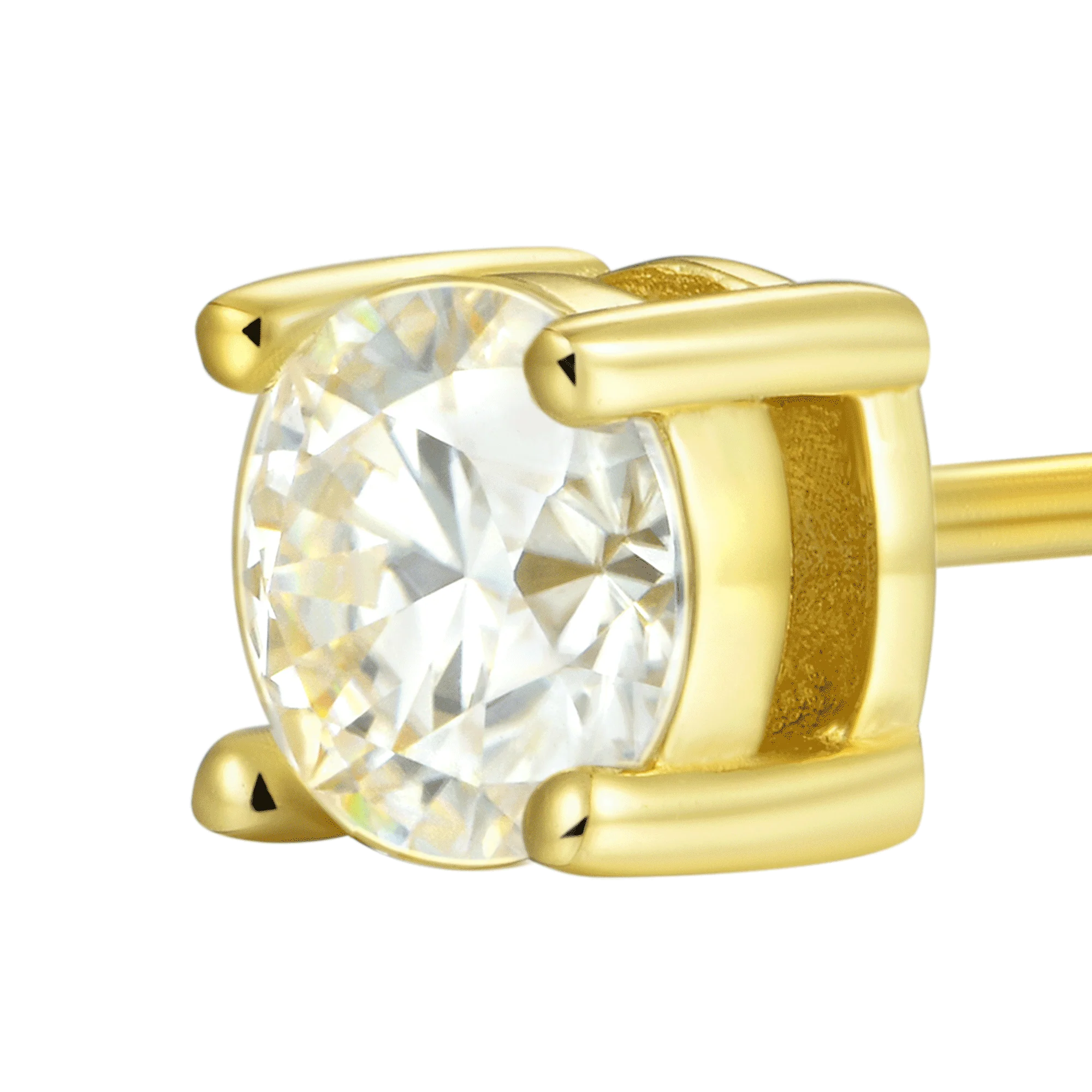 Round Cut Stud Earrings - Yellow Gold - Image 4