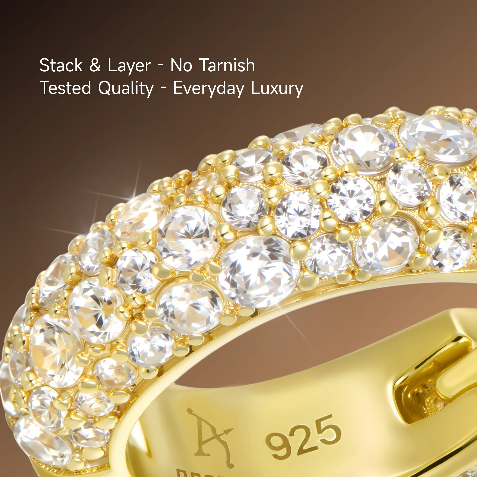 S925 Round Paved Hoop Earrings - Image 12