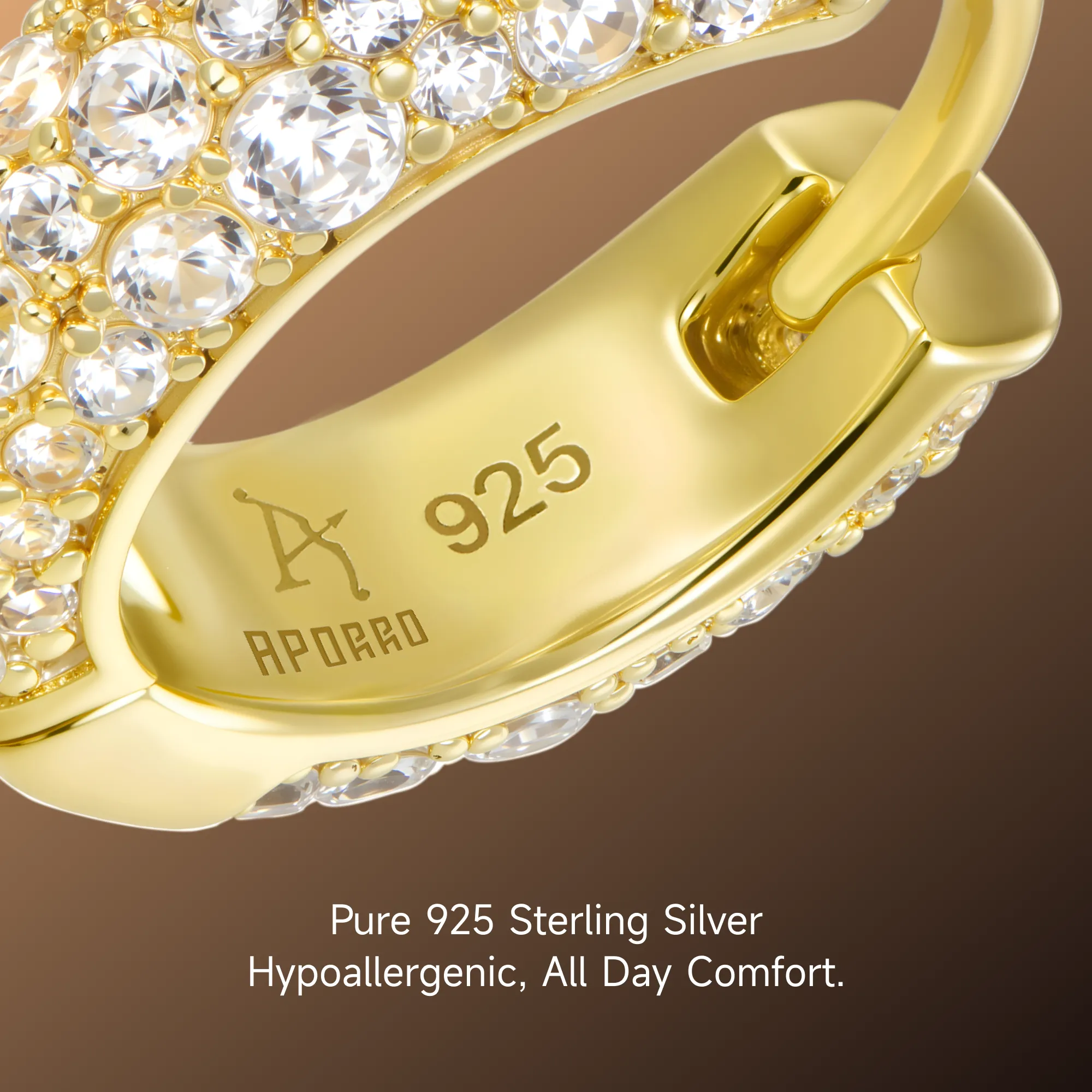 S925 Round Paved Hoop Earrings - Image 13