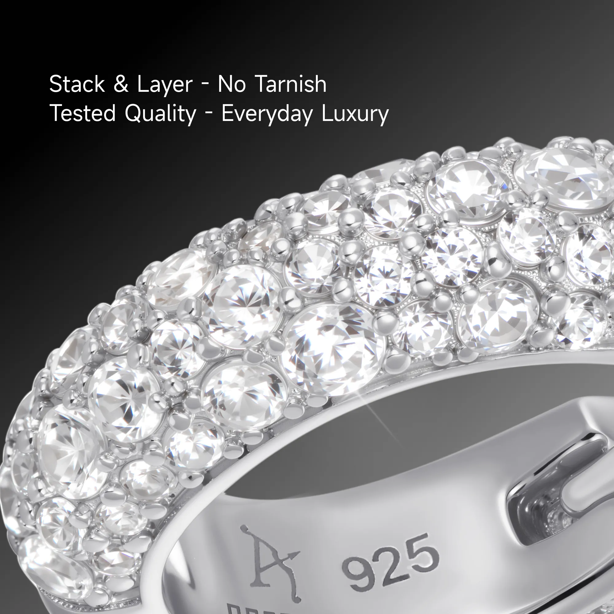 S925 Round Paved Hoop Earrings - Image 5