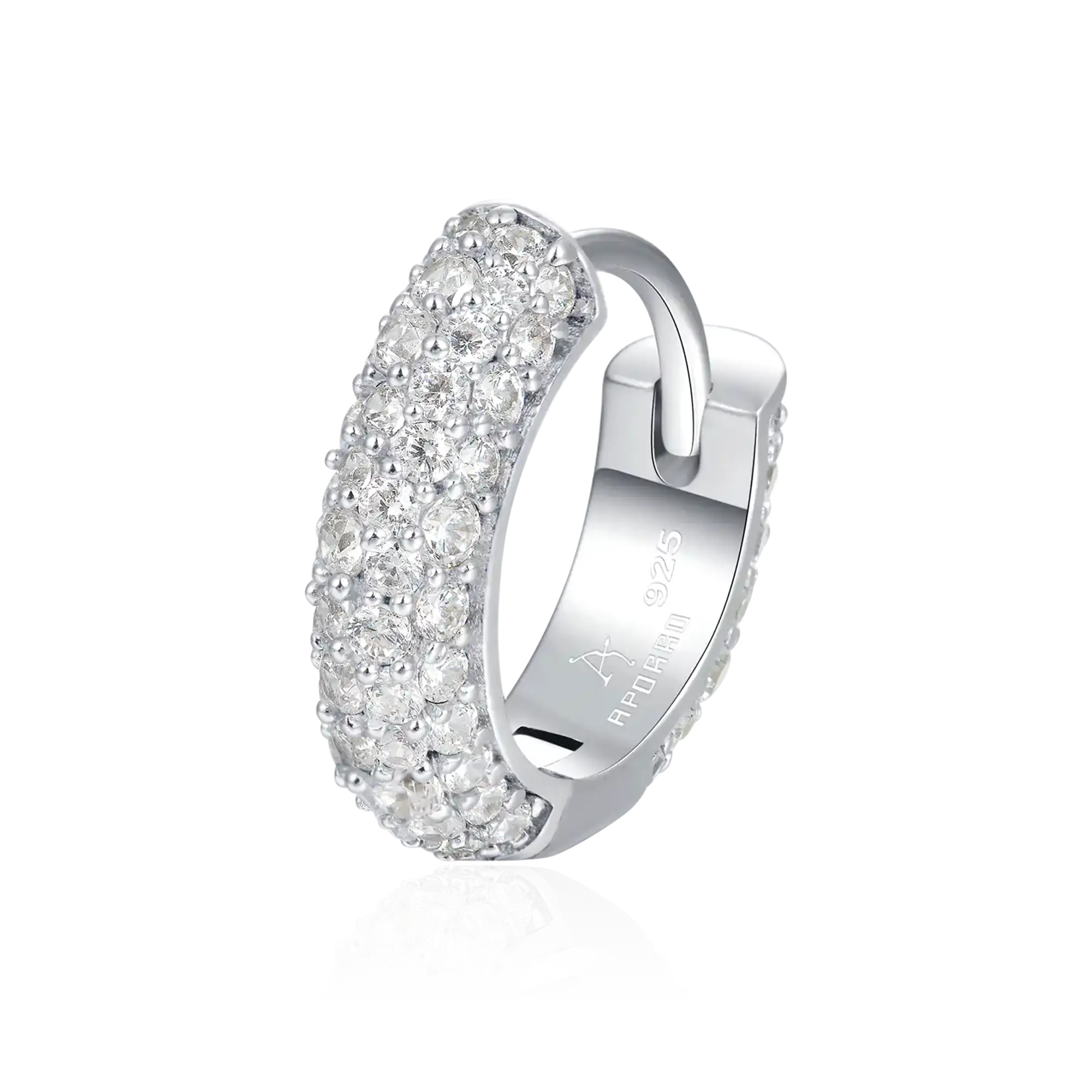 S925 Round Paved Hoop Earrings - Image 7