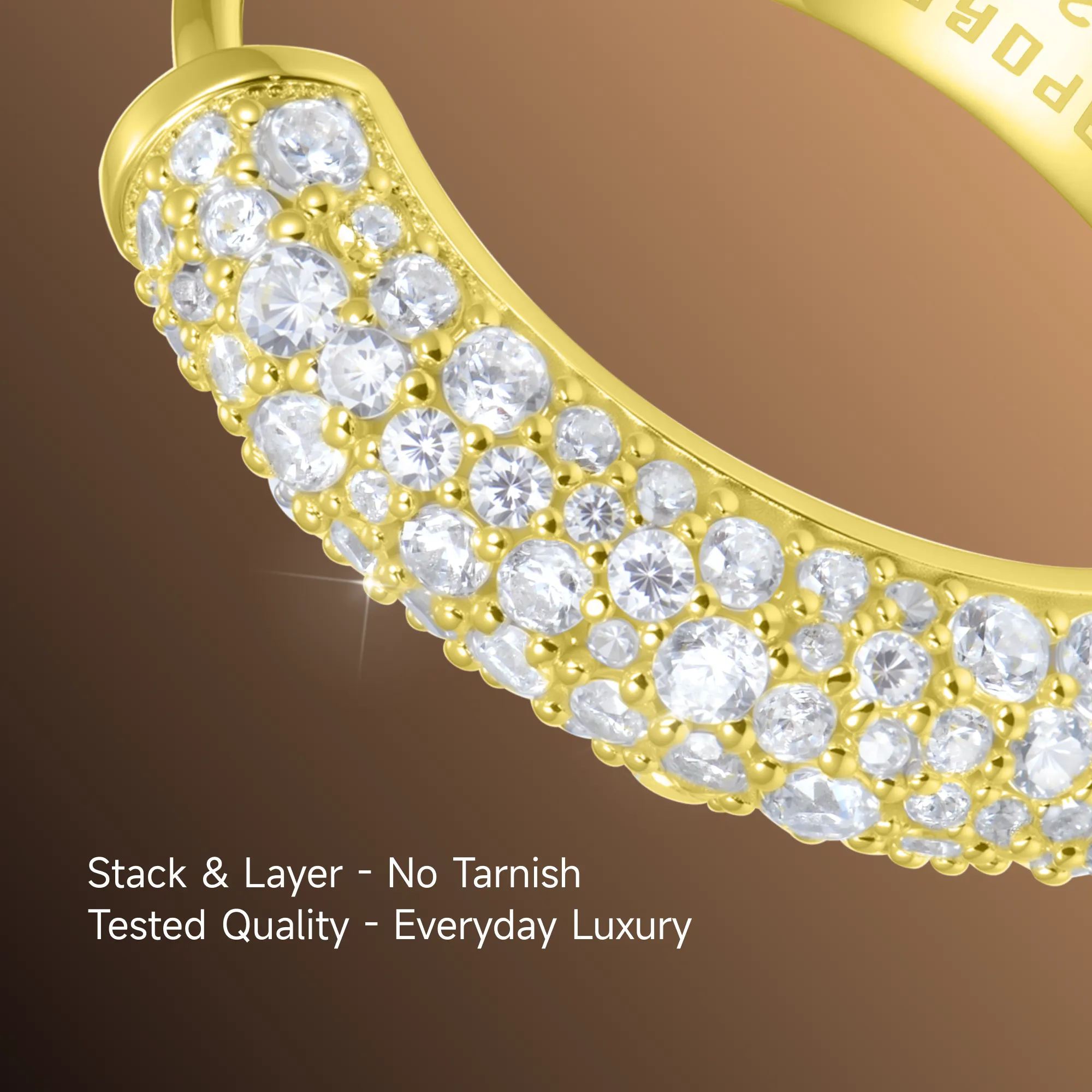 S925 Round Paved Hoop Earring - Medium - Image 11
