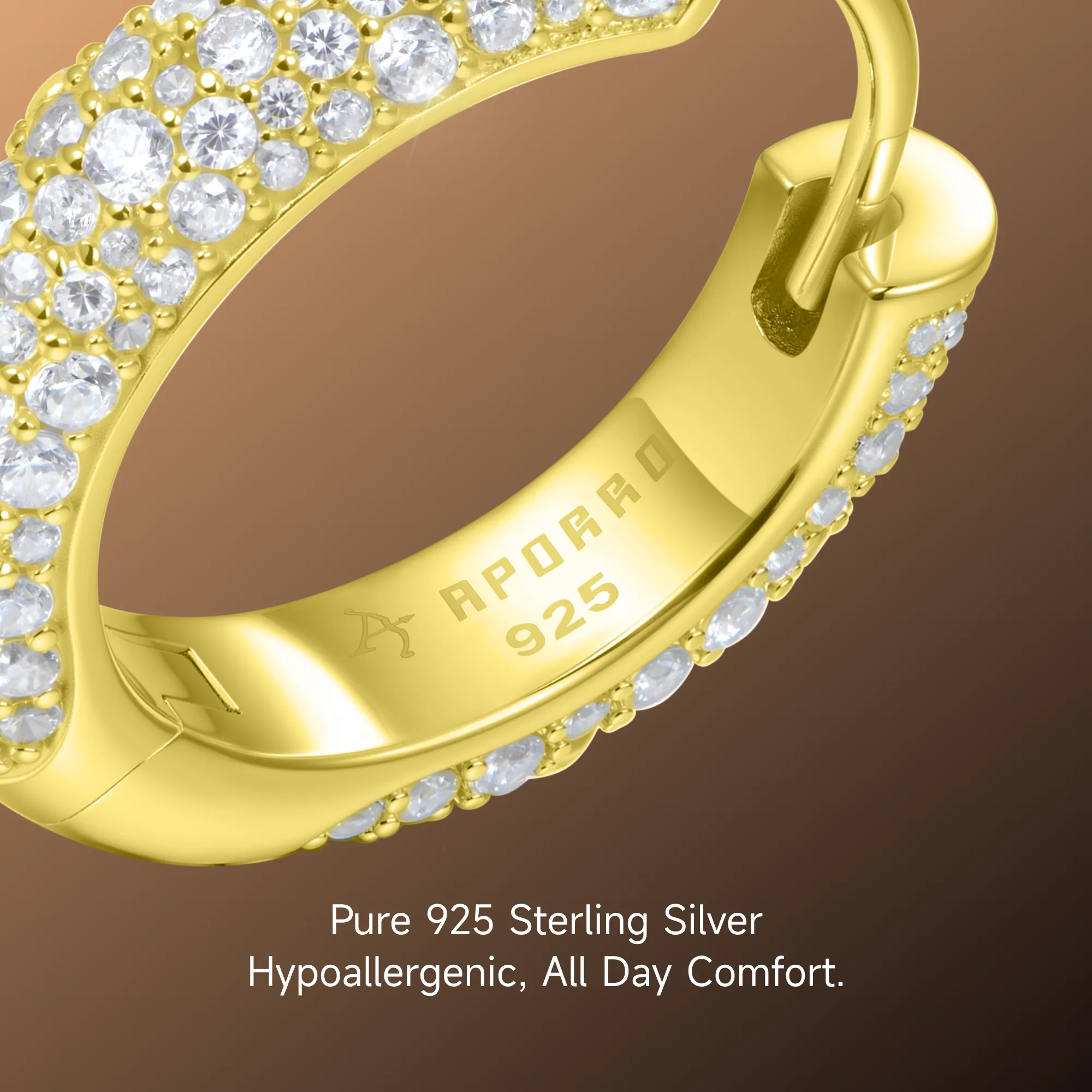 S925 Round Paved Hoop Earring - Medium - Image 12