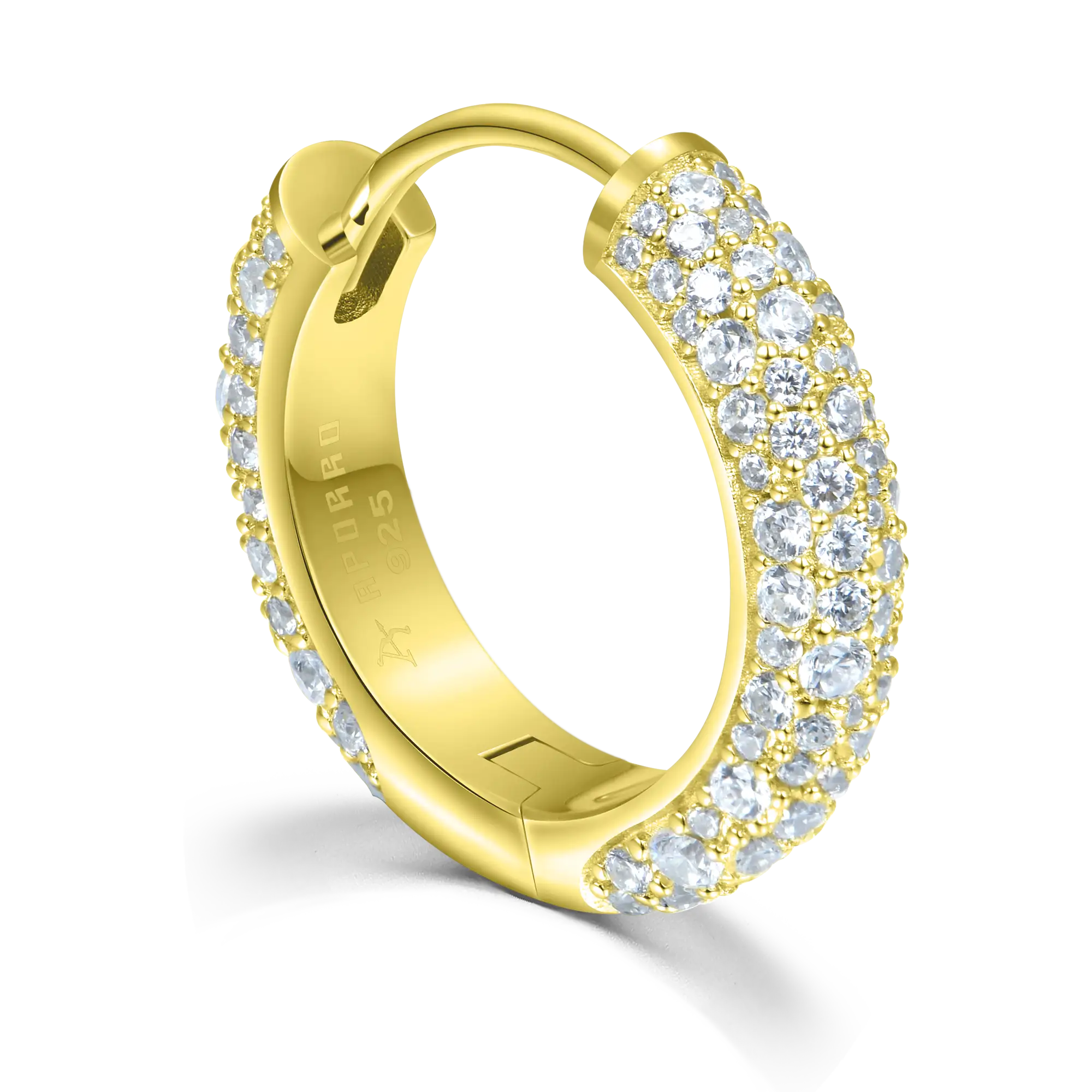S925 Round Paved Hoop Earring - Medium - Image 13