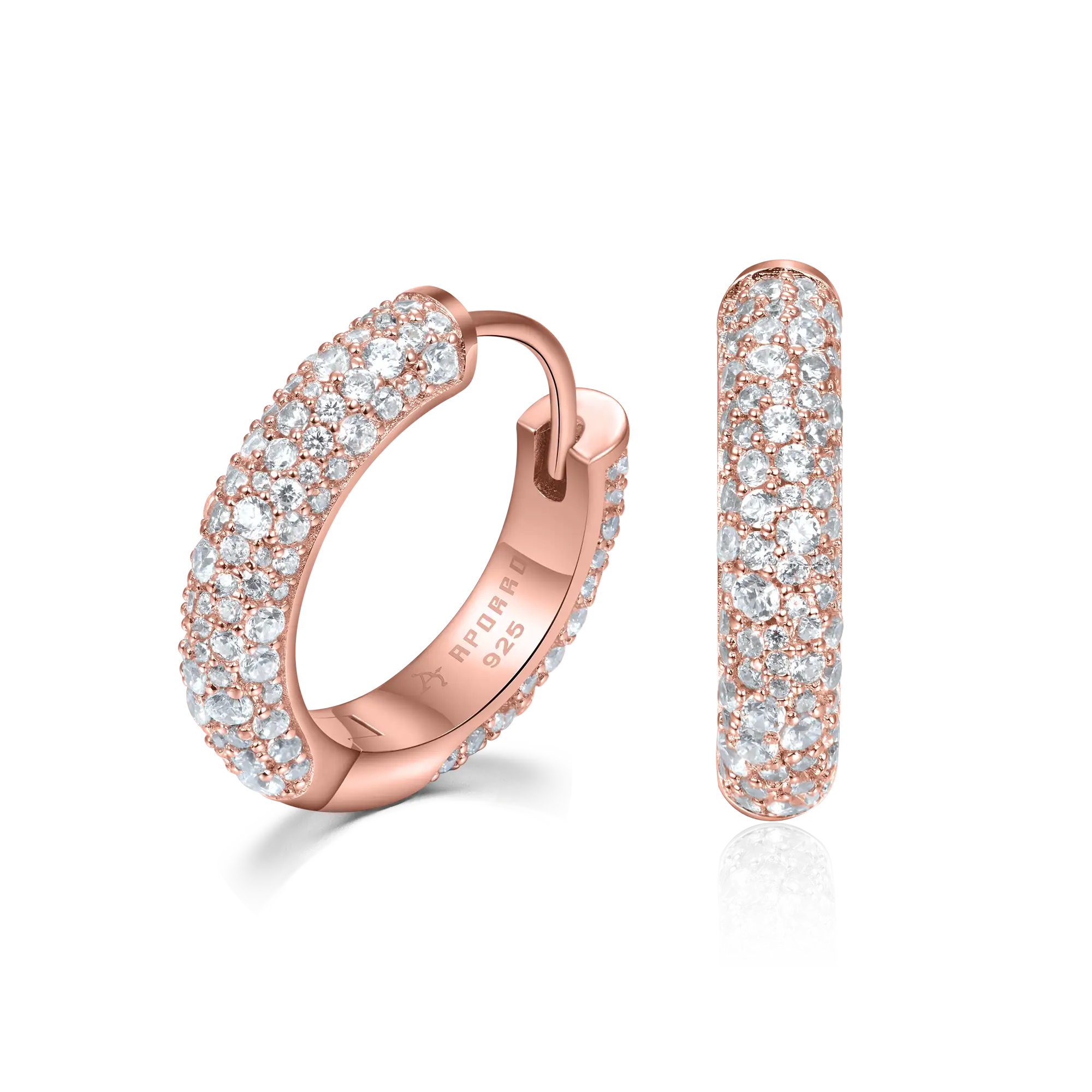 S925 Round Paved Hoop Earring - Medium - Image 15