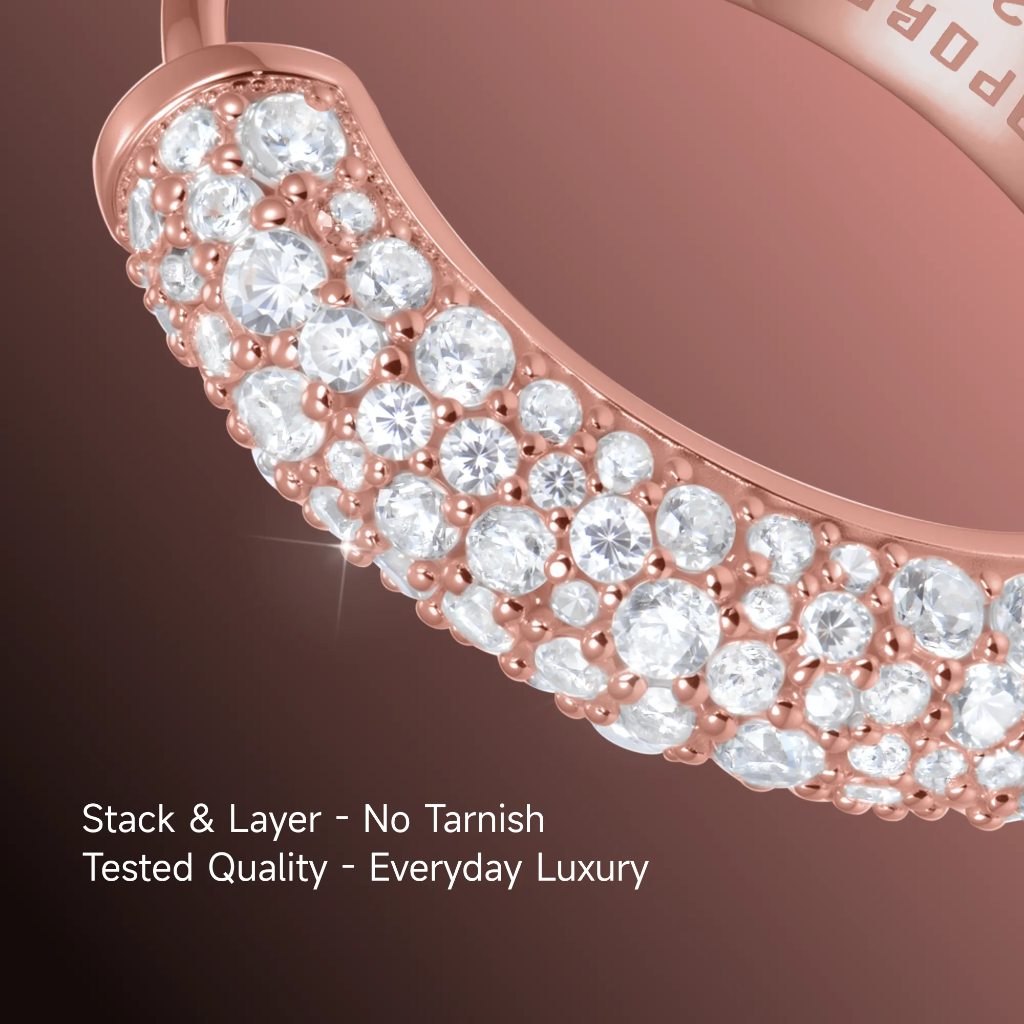 S925 Round Paved Hoop Earring - Medium - Image 17