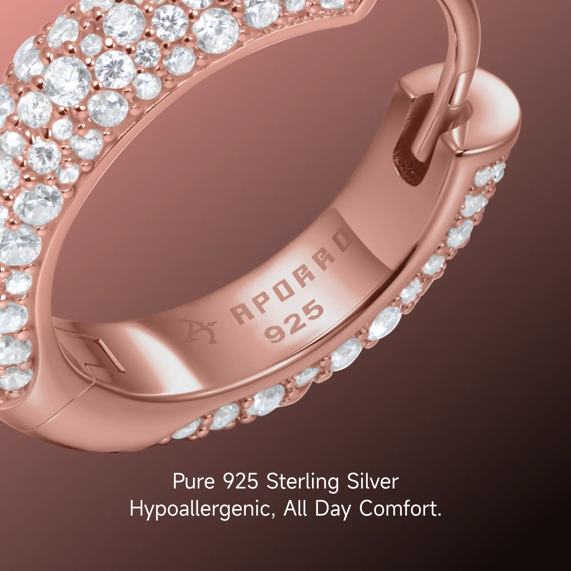 S925 Round Paved Hoop Earring - Medium - Image 18