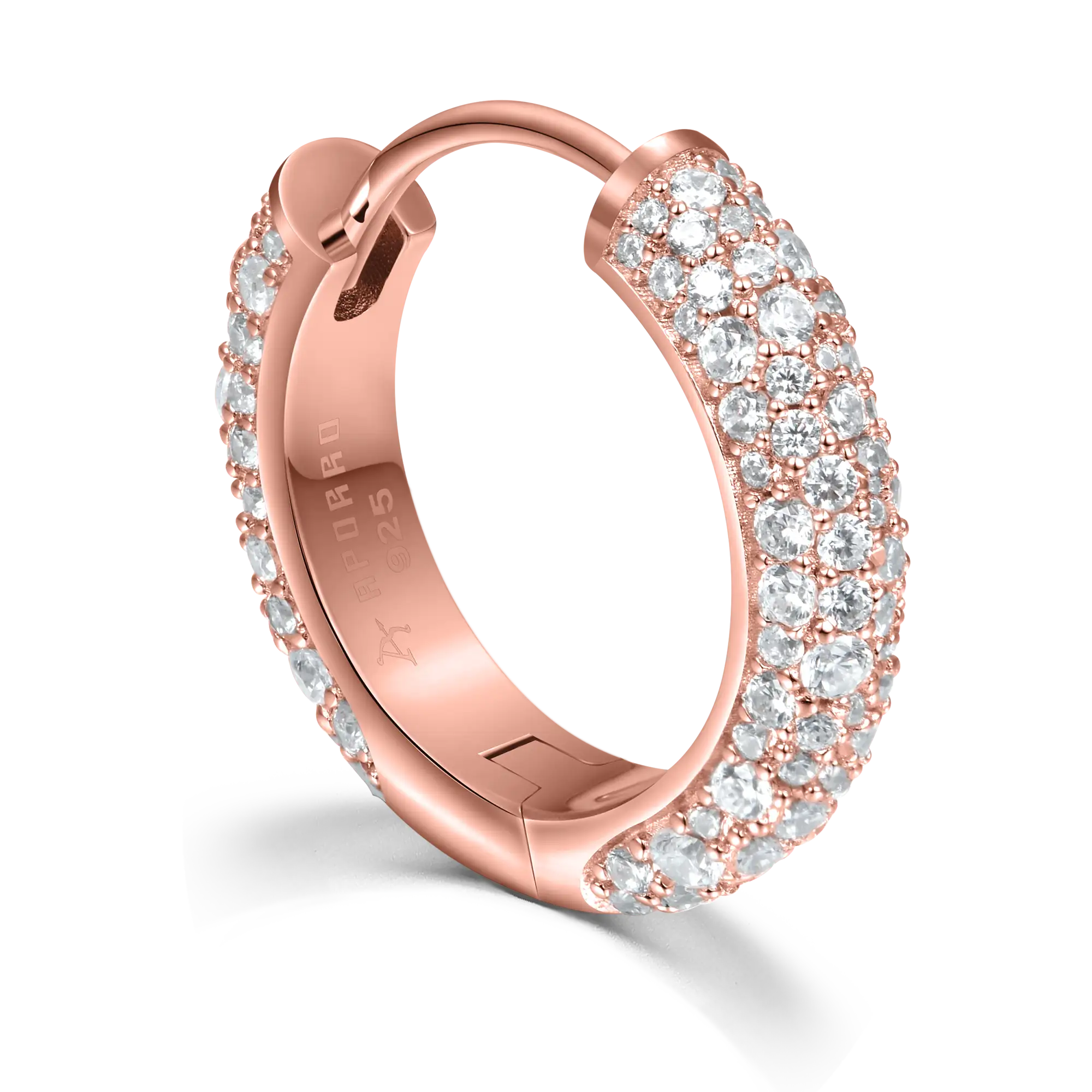 S925 Round Paved Hoop Earring - Medium - Image 19