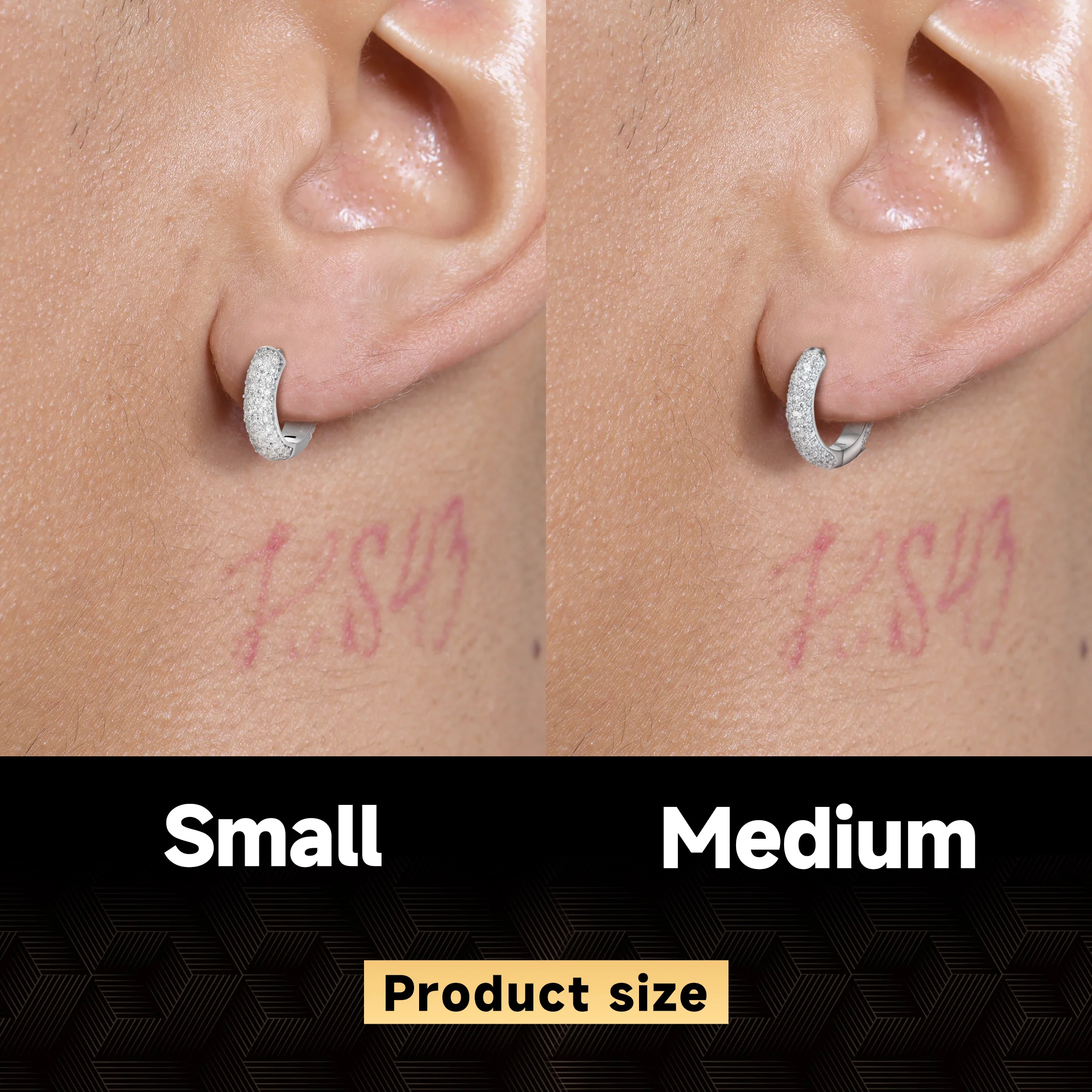 S925 Round Paved Hoop Earrings - Image 4