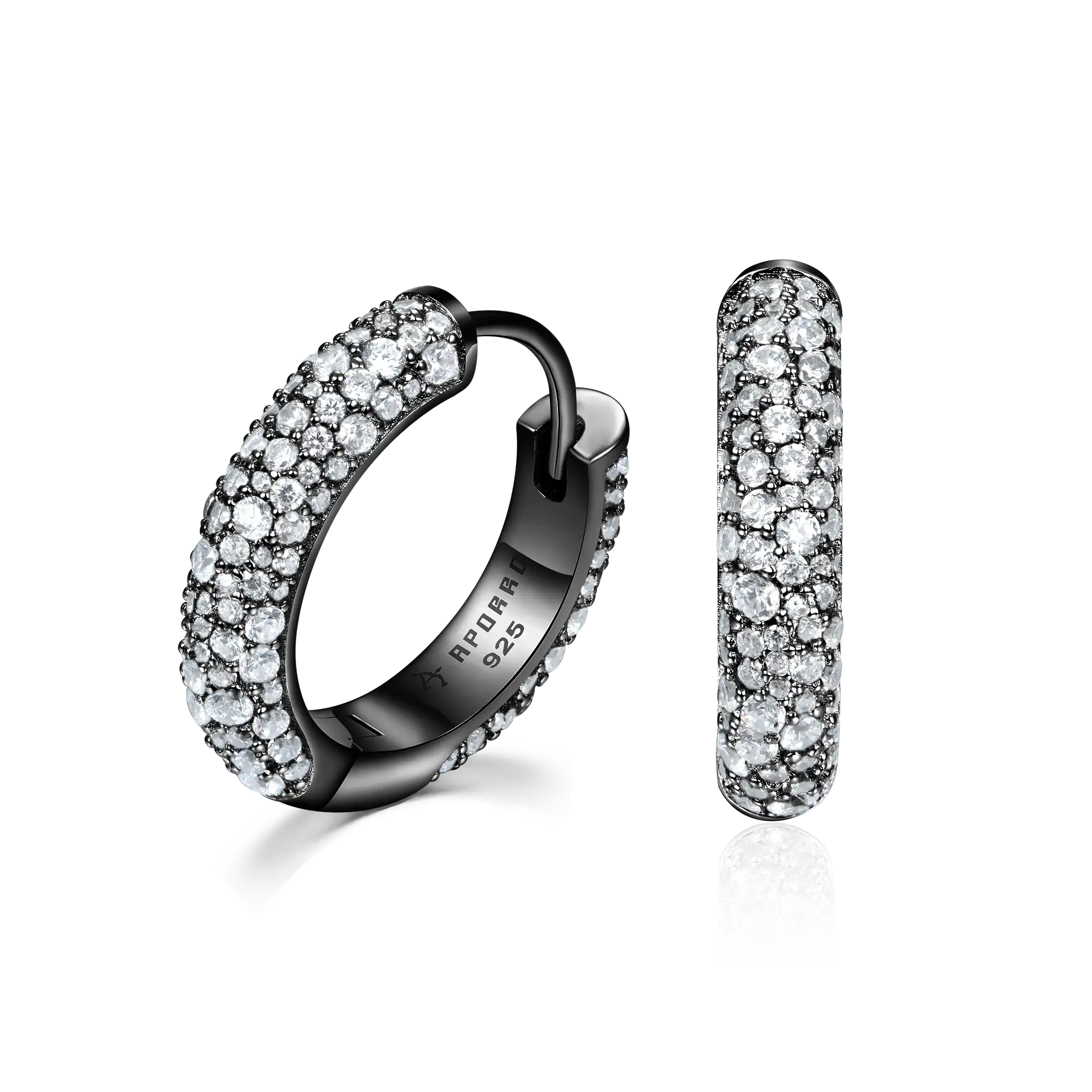 S925 Round Paved Hoop Earring - Medium - Image 21