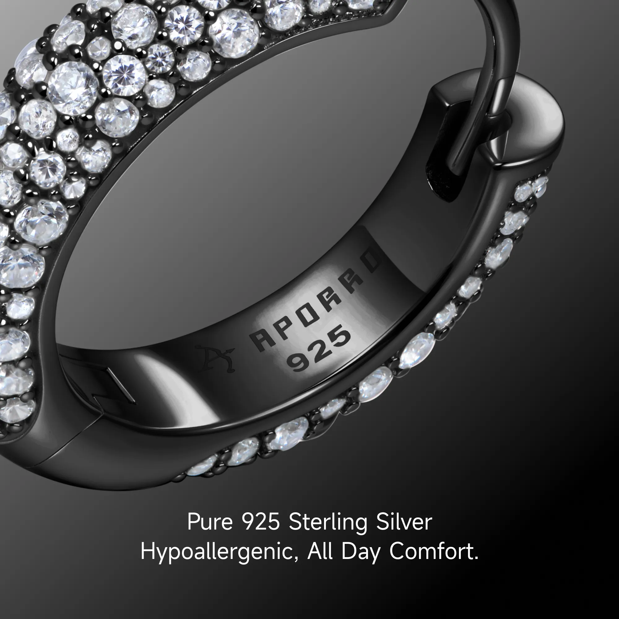S925 Round Paved Hoop Earring - Medium - Image 24