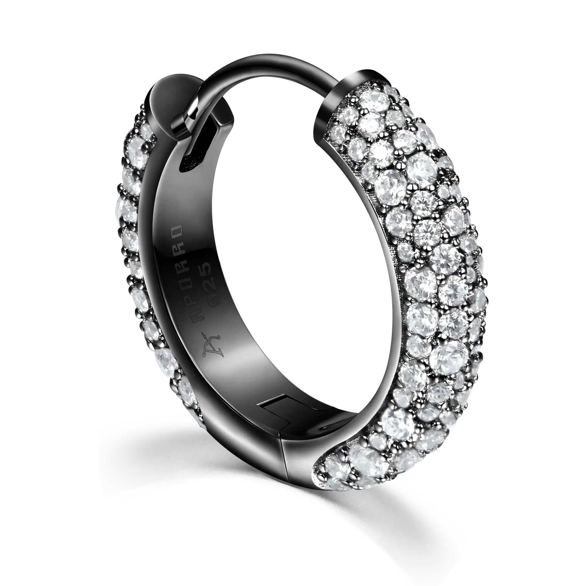 S925 Round Paved Hoop Earring - Medium - Image 25