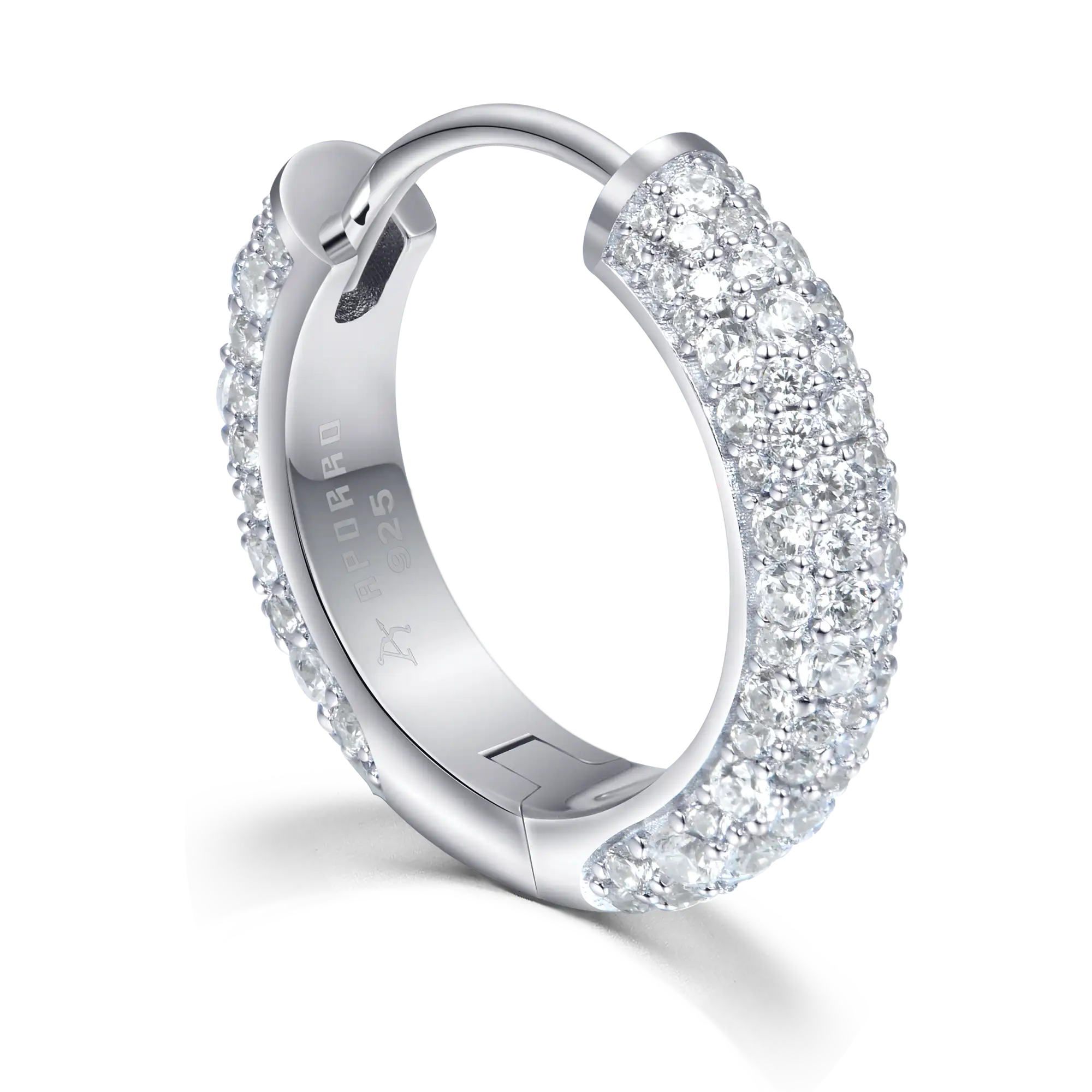 S925 Round Paved Hoop Earring - Medium - Image 7