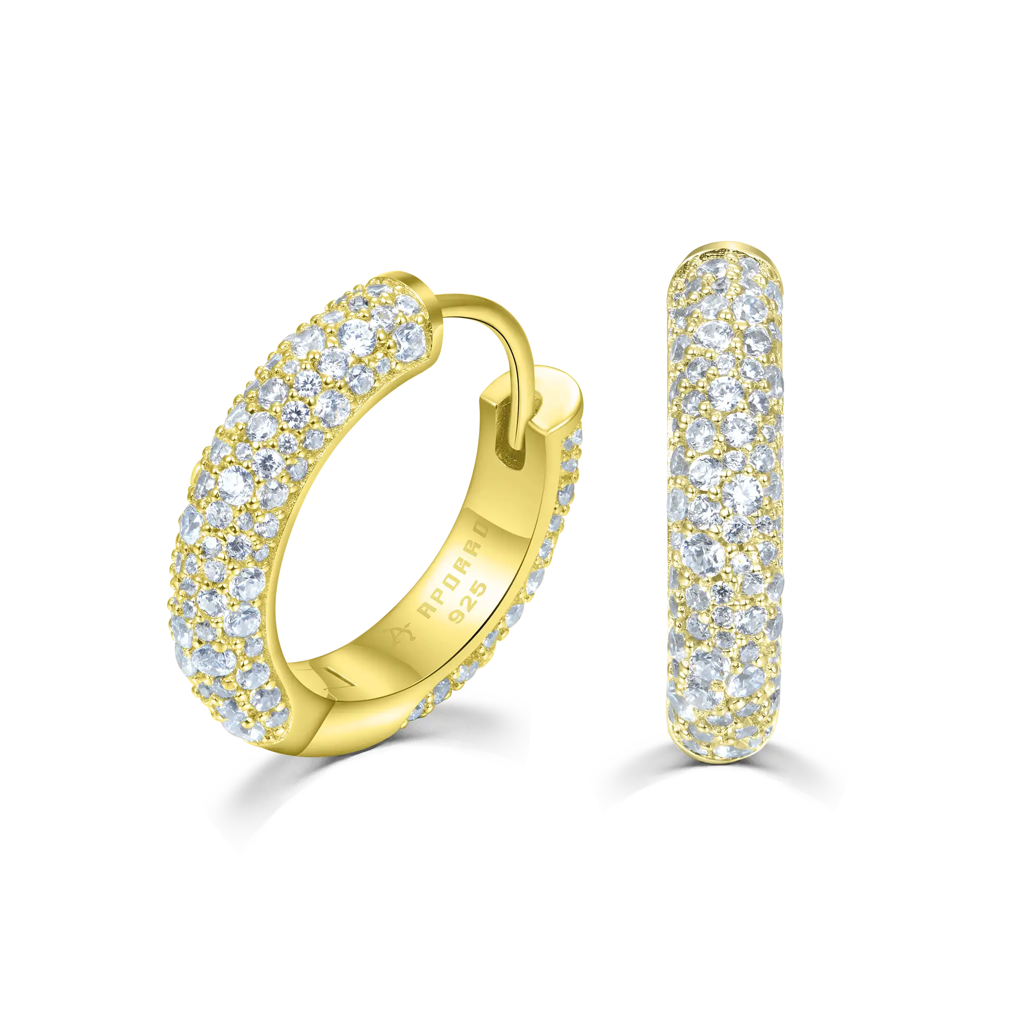 S925 Round Paved Hoop Earring - Medium - Image 9