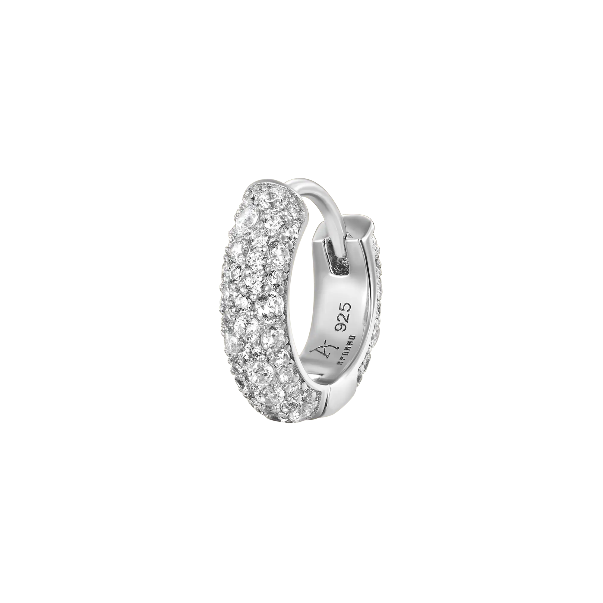 Round Paved Hoop Earring-Single