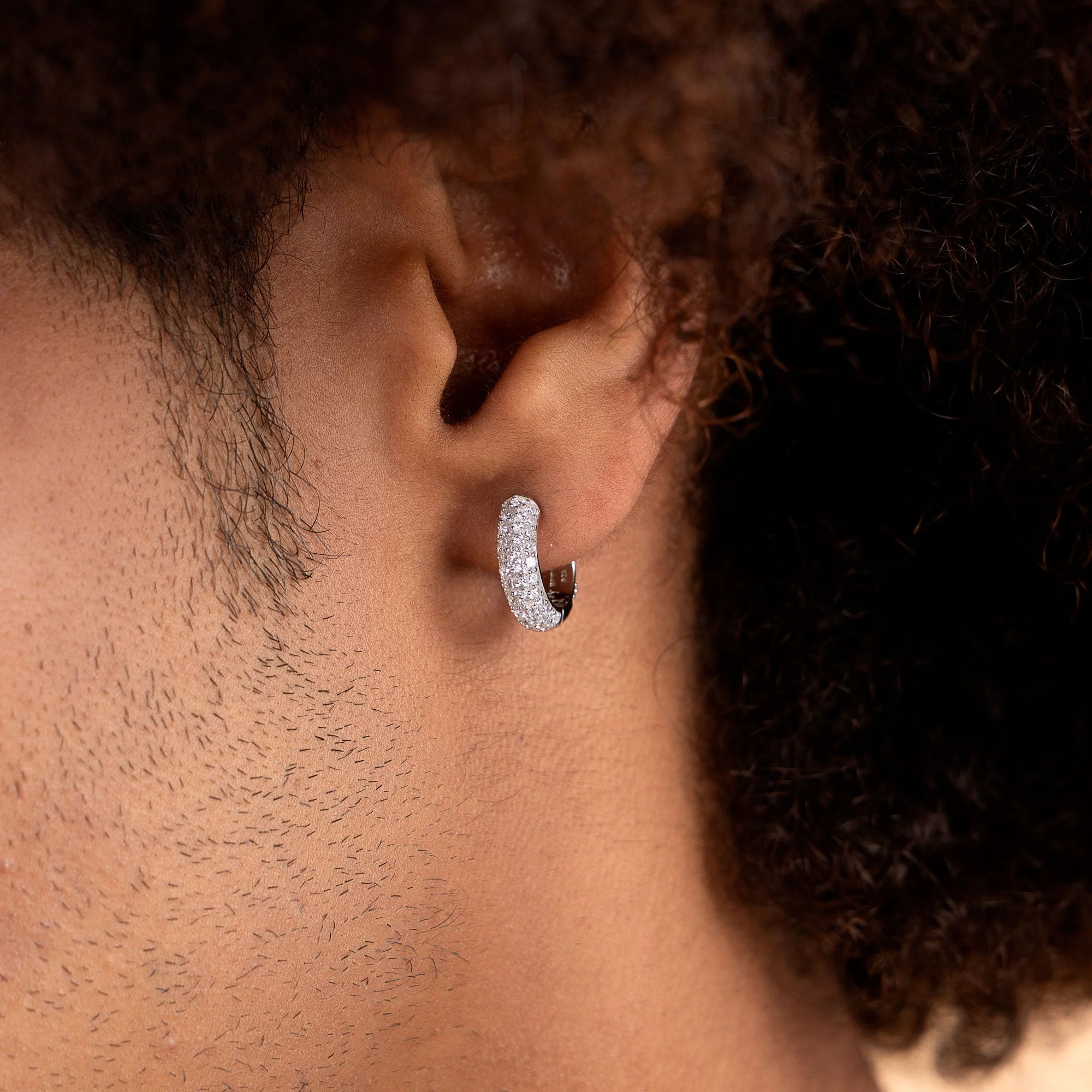 Round Paved Hoop Earring-Single - Image 4