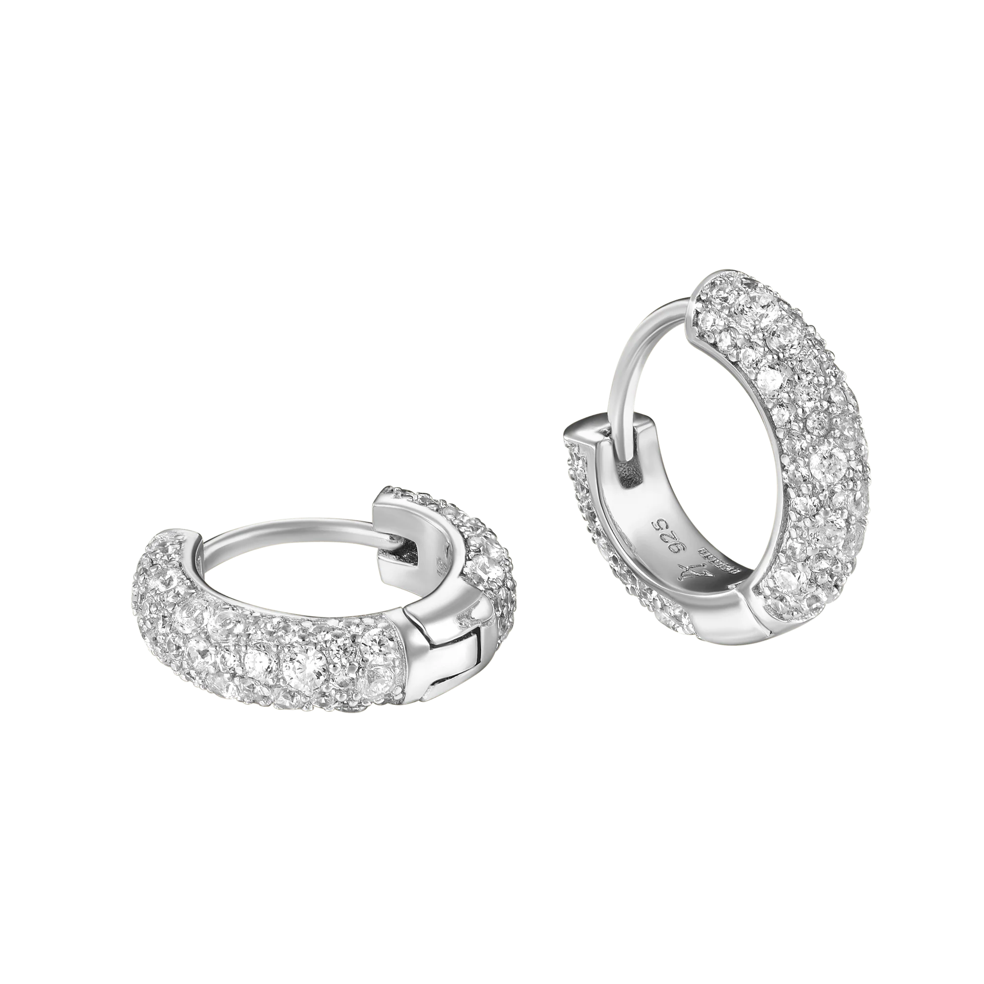 Round Paved Hoop Earring-Single - Image 7