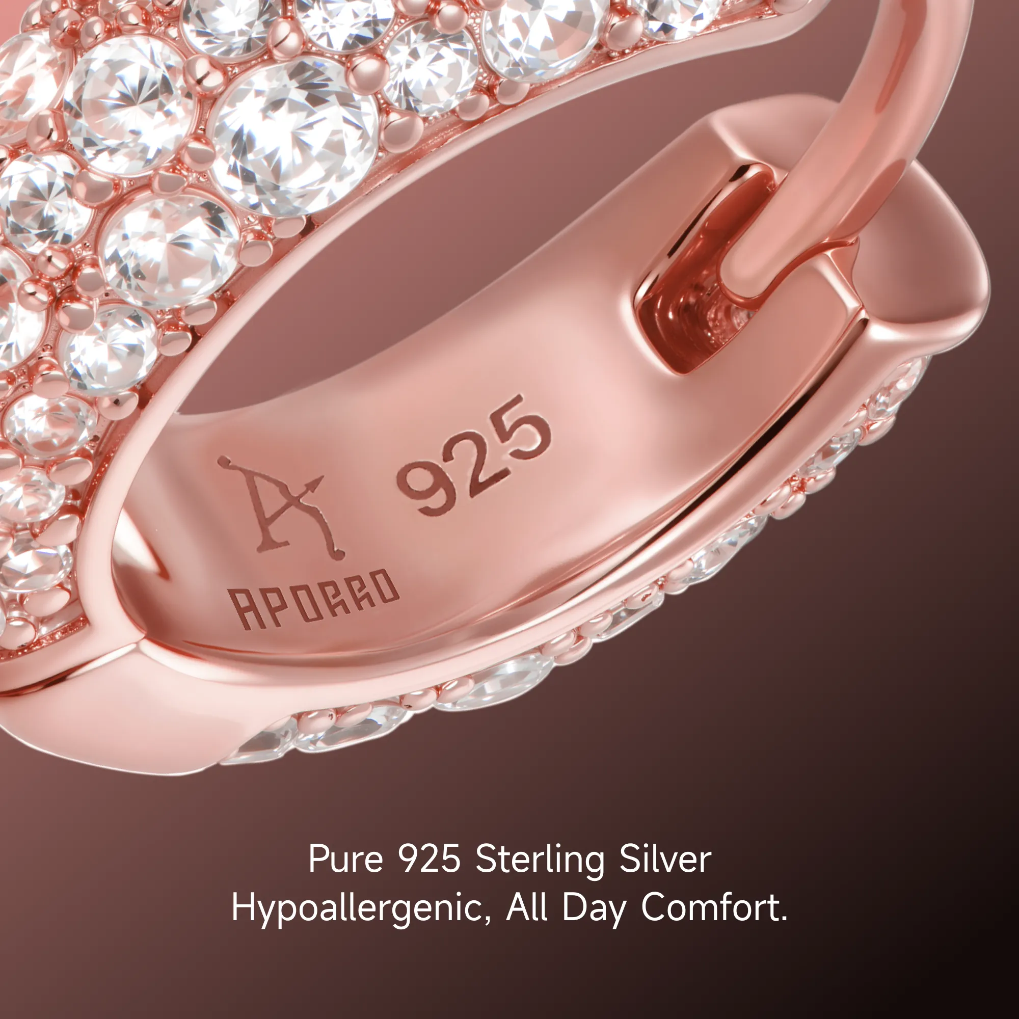 S925 Round Paved Hoop Earrings - Image 20