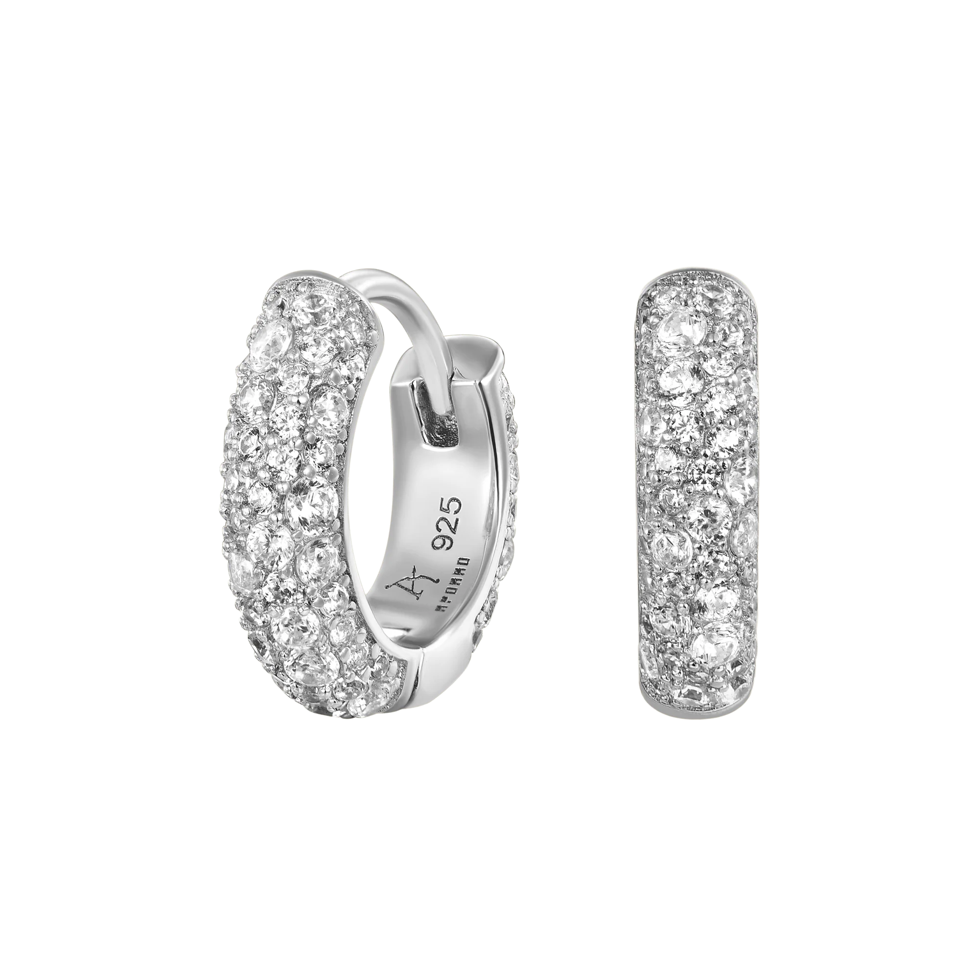 Round Paved Hoop Earrings - Pair