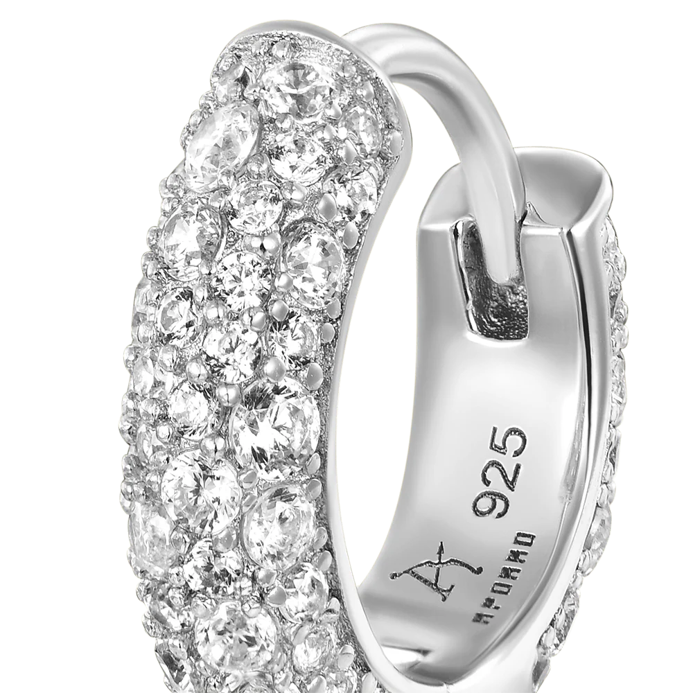 Round Paved Hoop Earrings - Pair - Image 6