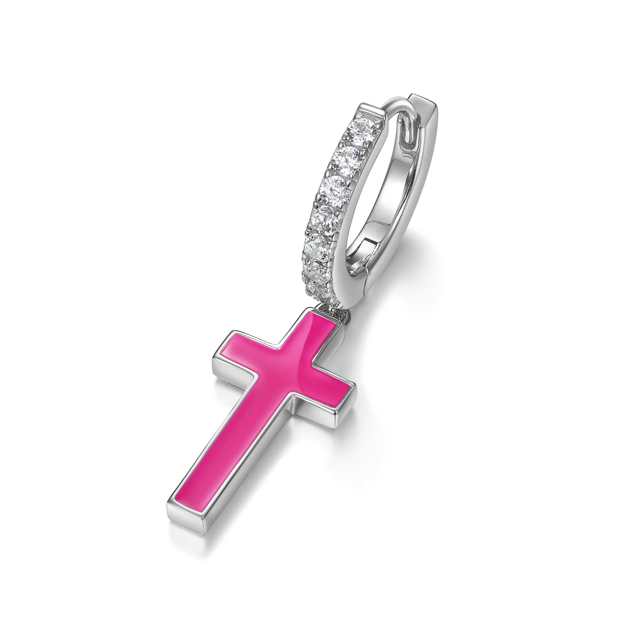 Moissanite S925 Arcenciel Cross Dangly Earring - Single - Image 3