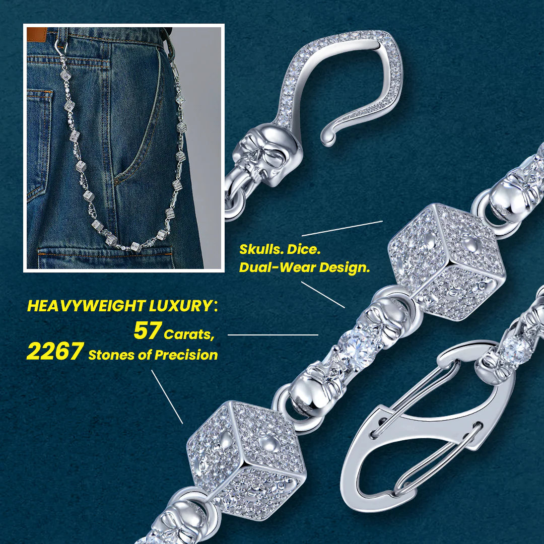 Skull Dice Luxe Chain & Wallet Chain - 10mm - Image 3
